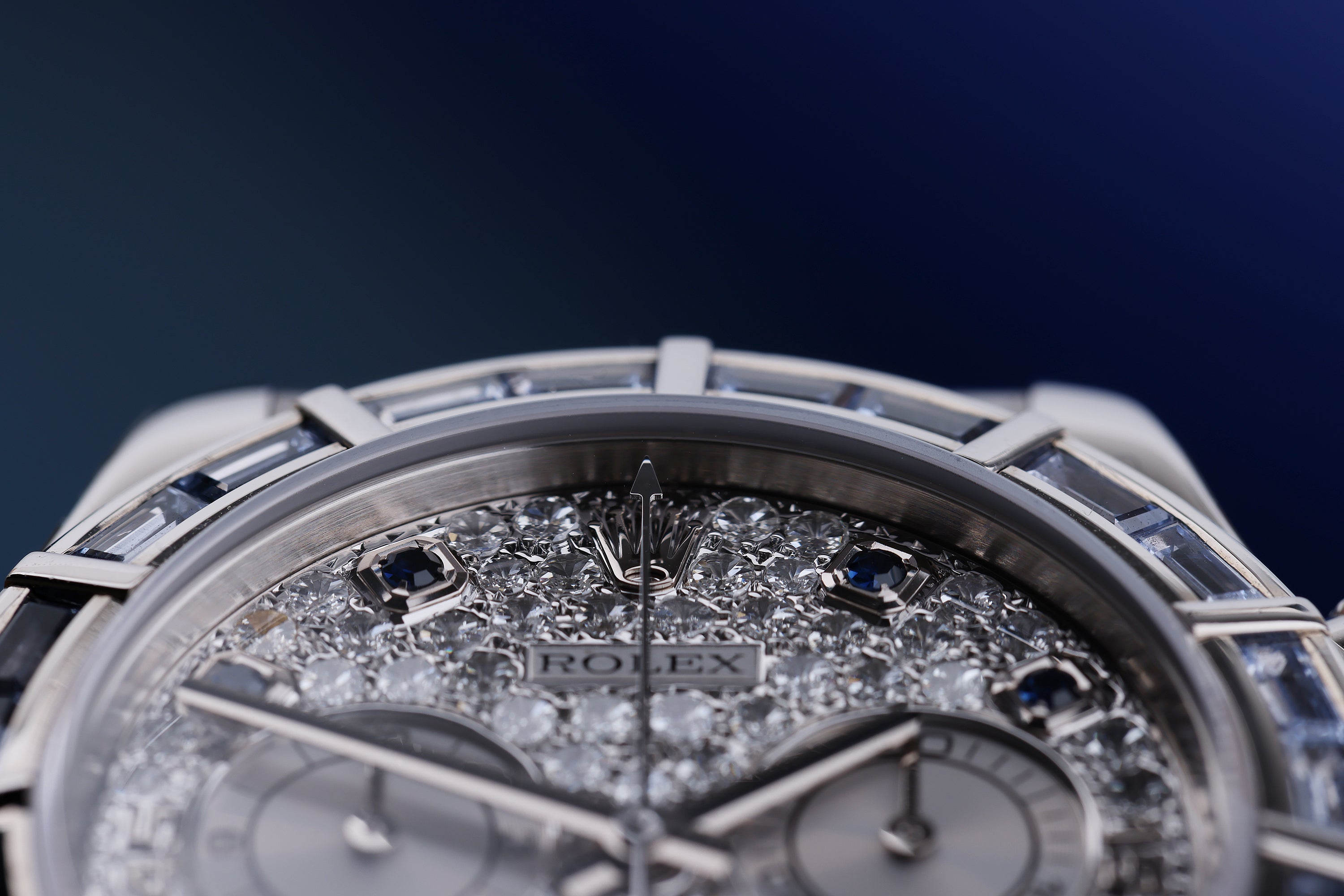 Rare Rolex Daytona | Sapphire Baguette Bezel & Hours | Pavè Diamond Dial | REF. 116589SACI | 18k White Gold | 2020 Rolex Service Papers