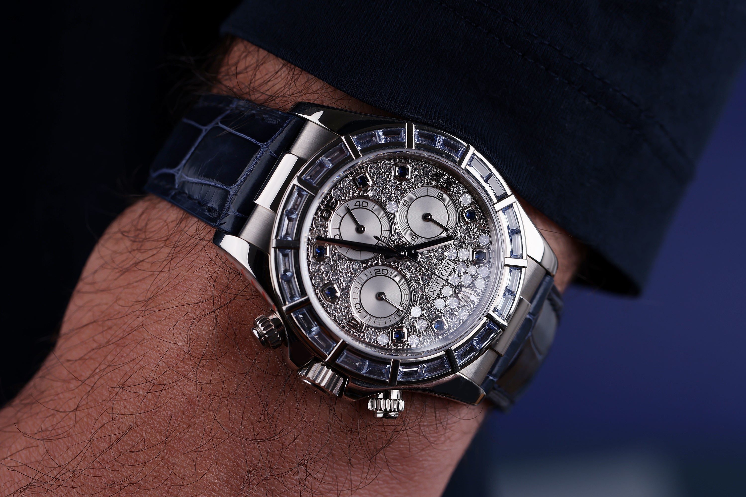 Rare Rolex Daytona | Sapphire Baguette Bezel & Hours | Pavè Diamond Dial | REF. 116589SACI | 18k White Gold | 2020 Rolex Service Papers