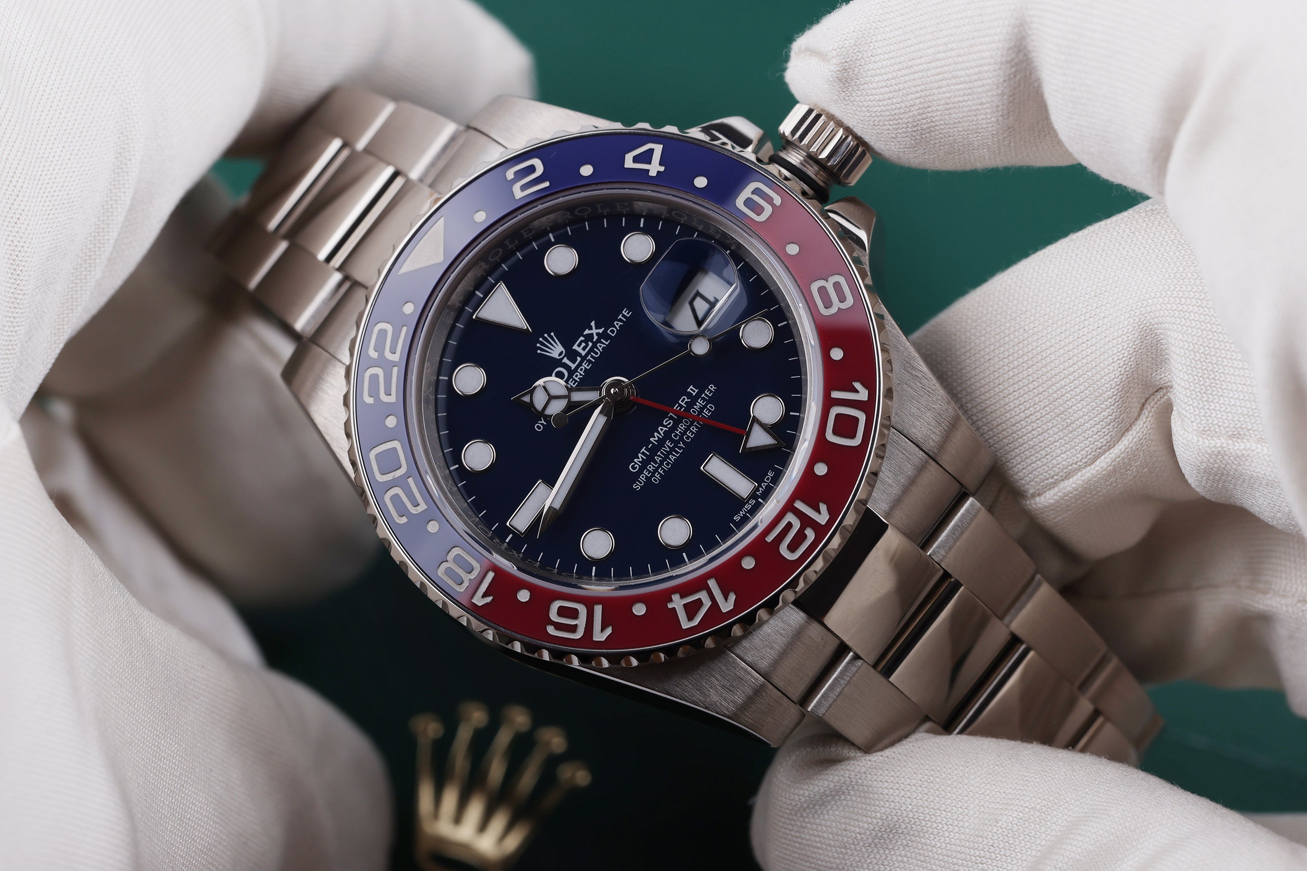 Rolex GMT-Master II "Pepsi" | REF. 116719BLRO | Blue Dial | 18k White Gold | Box & Papers - 2015 | Rolex Service Papers - 2021
