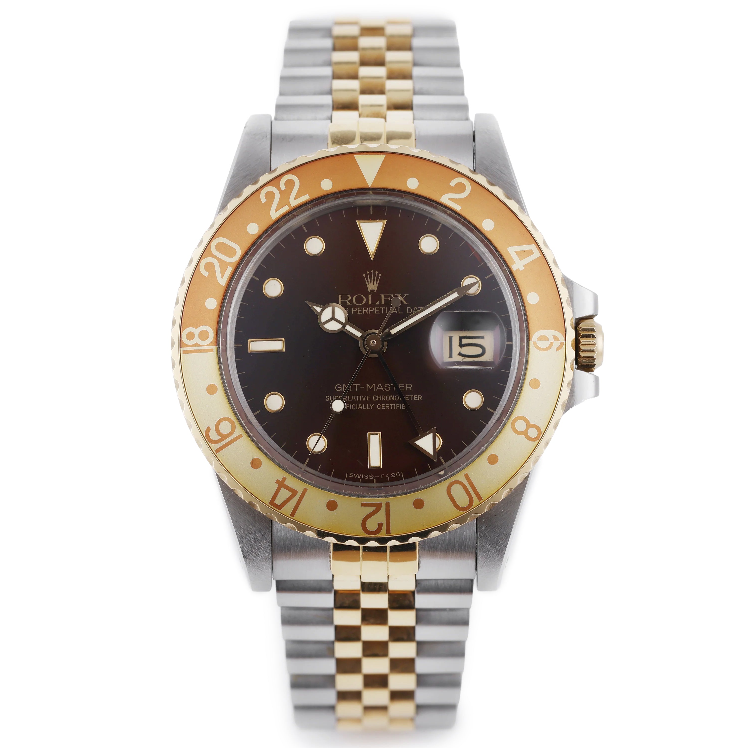 Unpolished Rolex GMT-Master 'Rootbeer' | REF. 16753 | SWISS - T <25 Dial | Bronze Brown Dial | 1986/1987 | Stainless Steel & 18k Yellow Gold