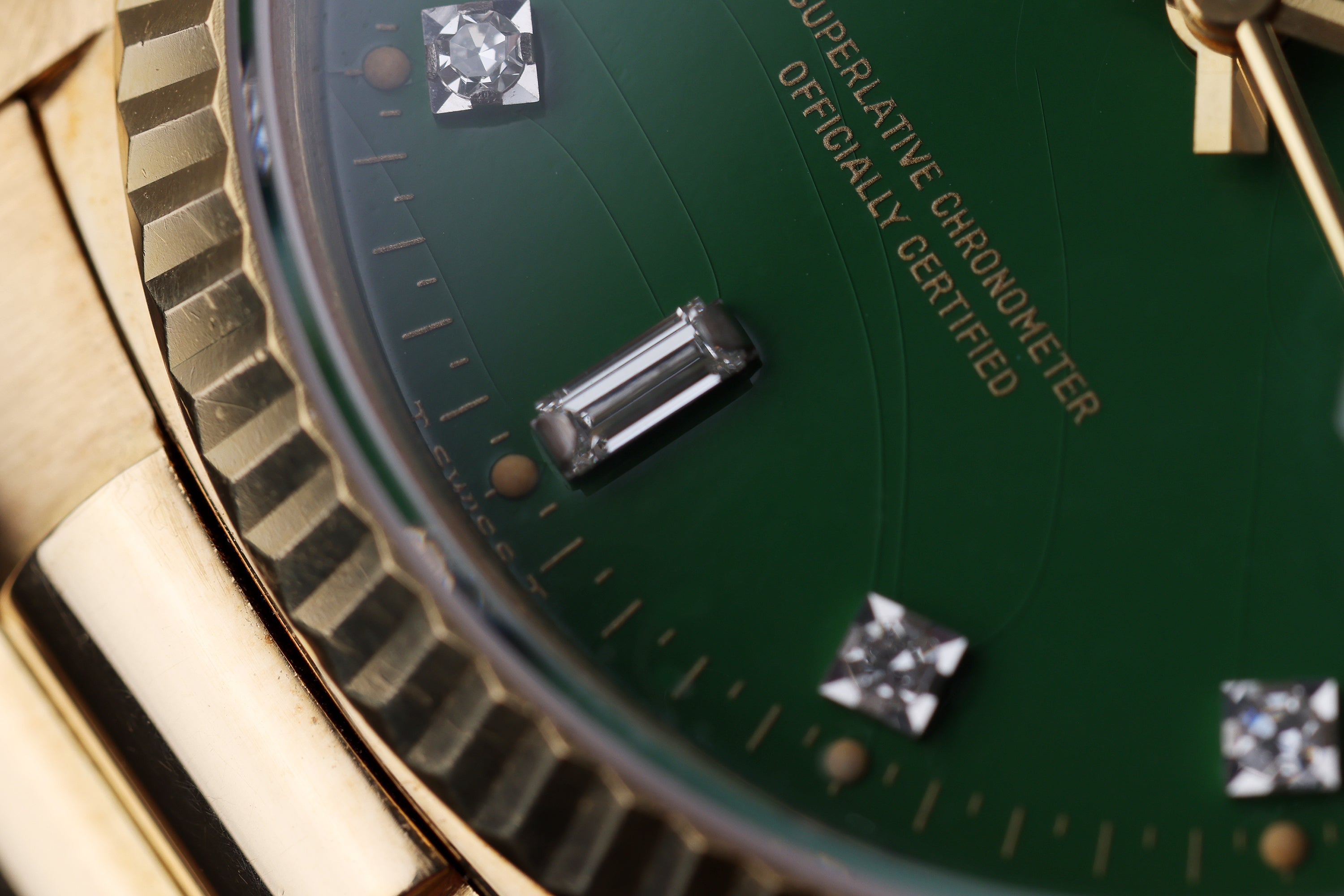 Rolex Day-Date | Green Stella Diamond Dial | REF. 18038 | Gold Dial | 18k Yellow Gold | 1979