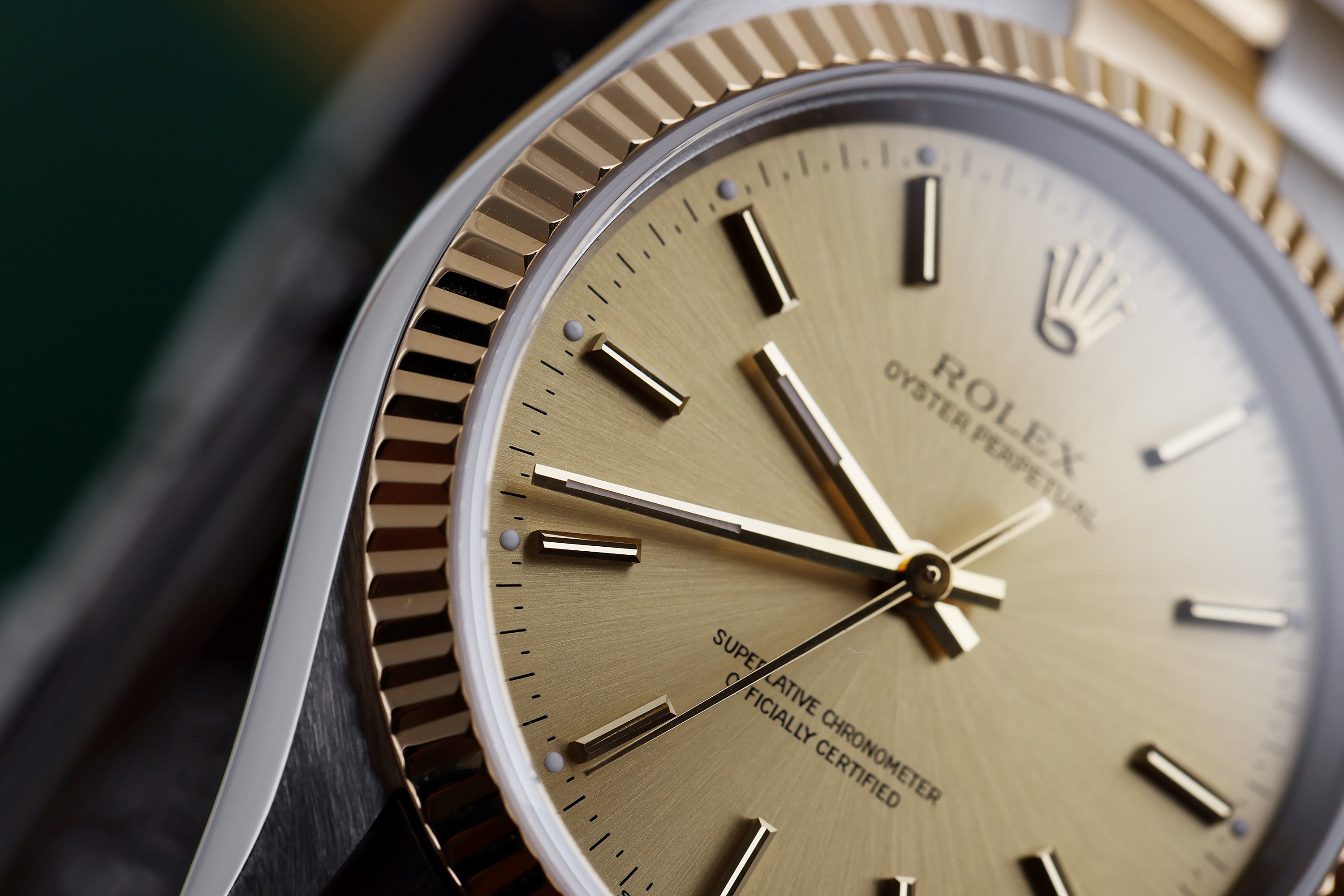 Rolex Oyster Perpetual 34 | REF. 14233 | Stainless Steel & 18k Yellow Gold | 34mm | Gold Dial