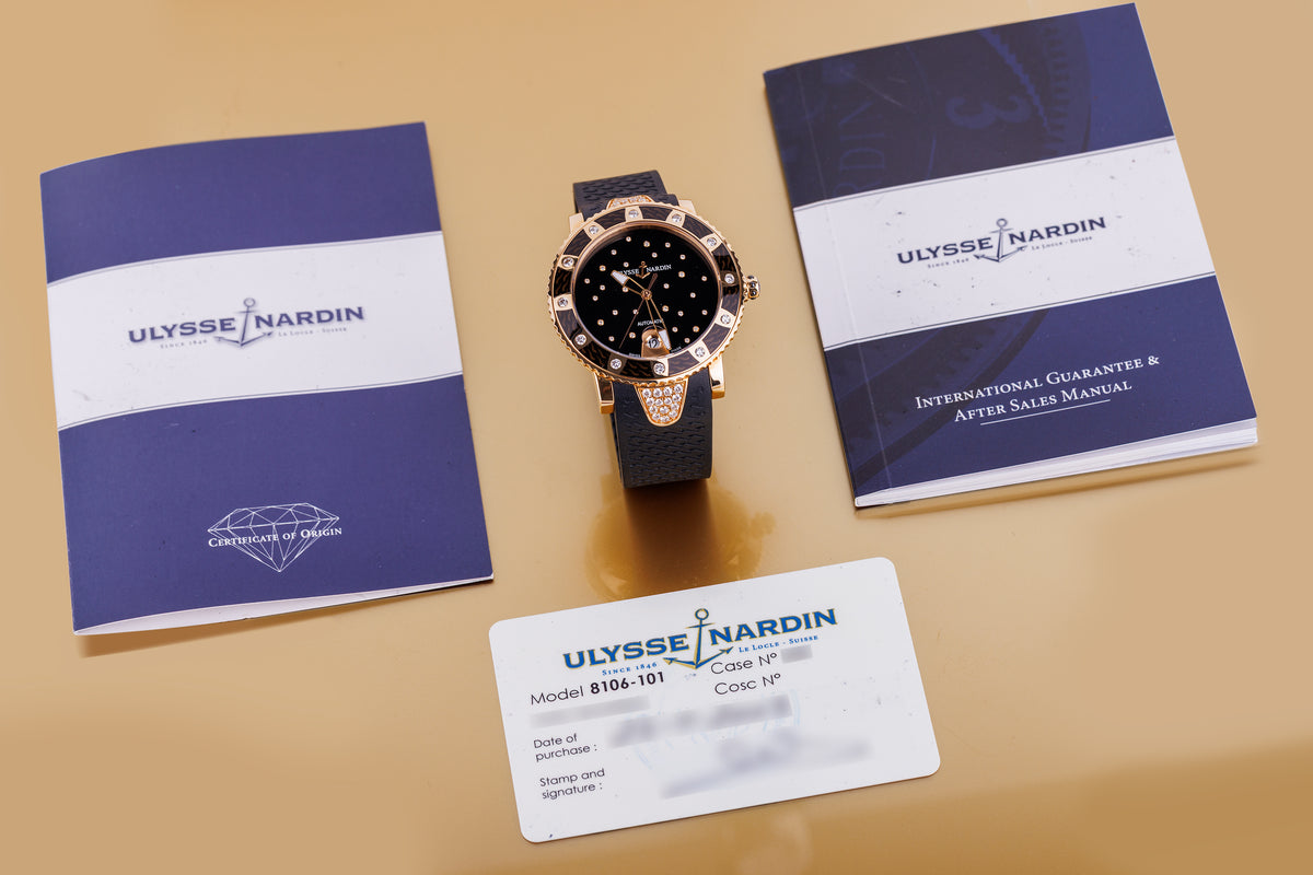 Ulysse Nardin Lady Diver Starry Night | REF. 8106-101 | 18k Yellow Gold | Black Diamond Dial, Bezel & Shoulders | 40.5mm | Papers | 2009