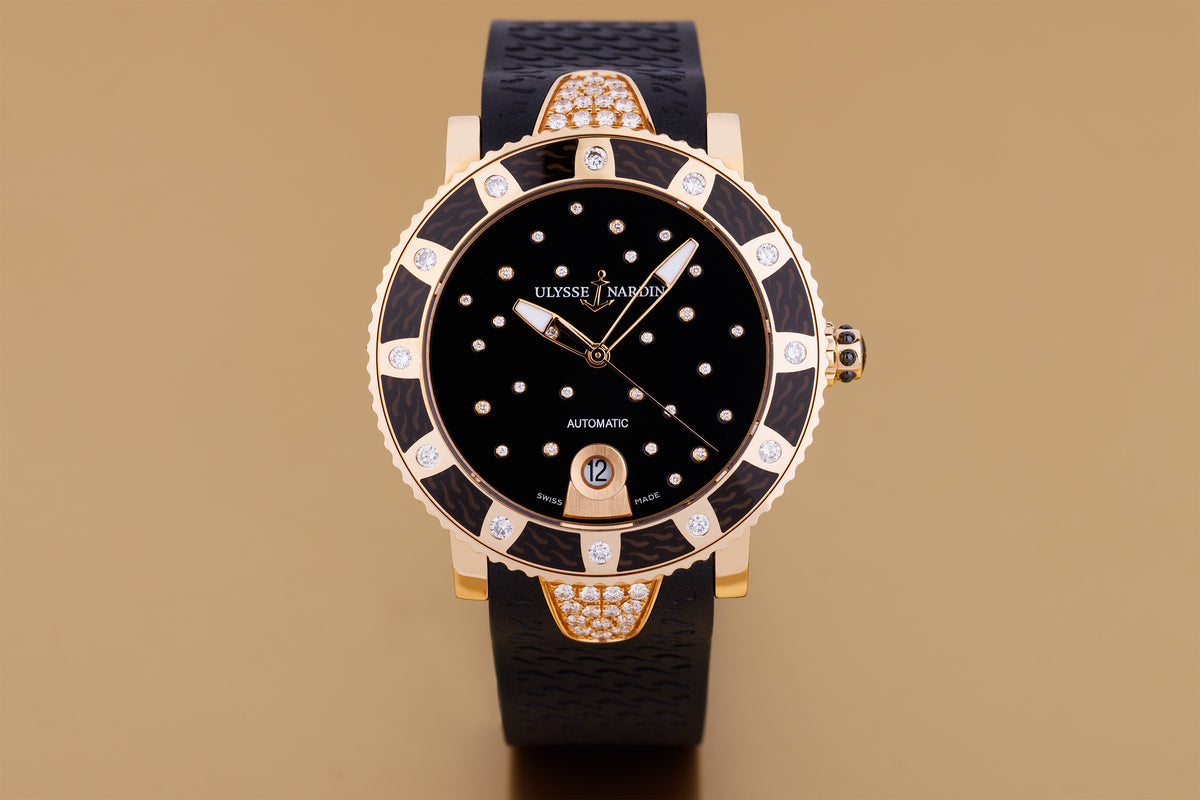 Ulysse Nardin Lady Diver Starry Night | REF. 8106-101 | 18k Yellow Gold | Black Diamond Dial, Bezel & Shoulders | 40.5mm | Papers | 2009