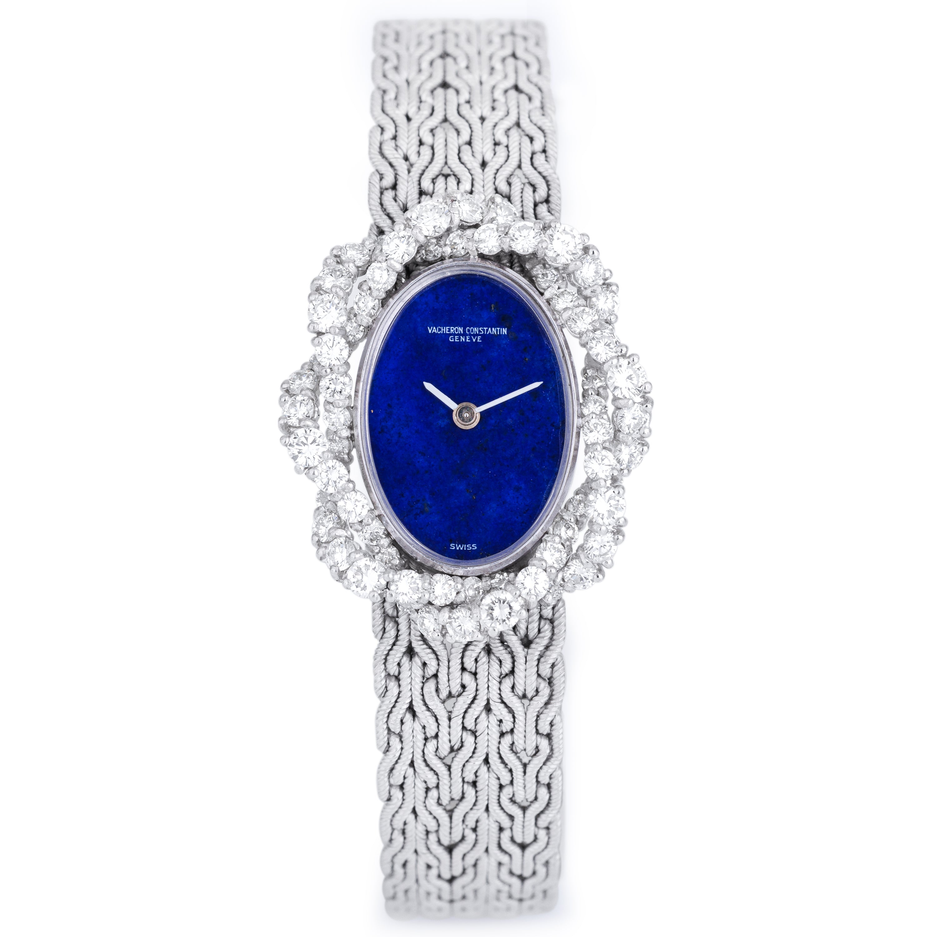Vacheron Constantin 1980's Ladies Watch | Lapis Lazuli Dial | Floral Diamond Bezel | 18k White Gold | 23mm | Manual Wind