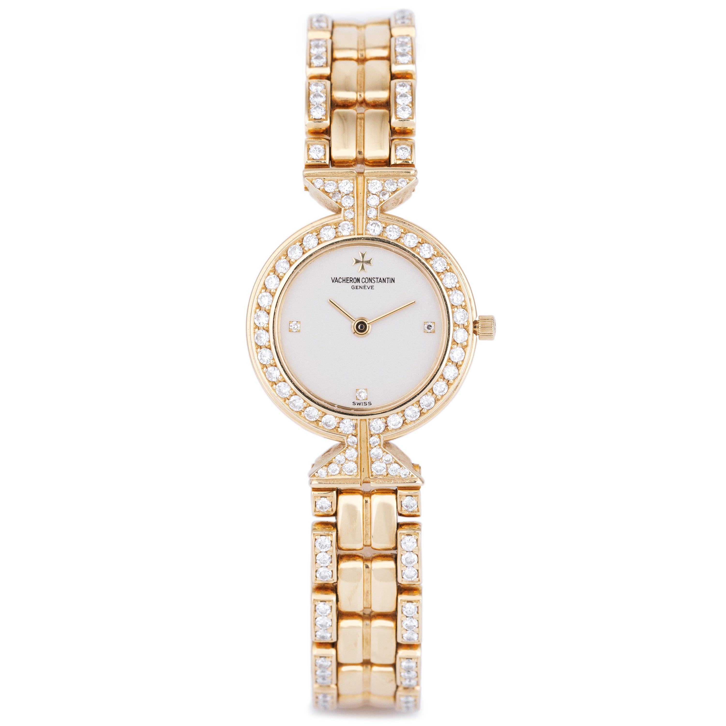 Vacheron Constantin Ladies Watch | Silvered Dial | Diamond Bezel & Bracelet | 22.5mm | 18k Yellow Gold | 2000's