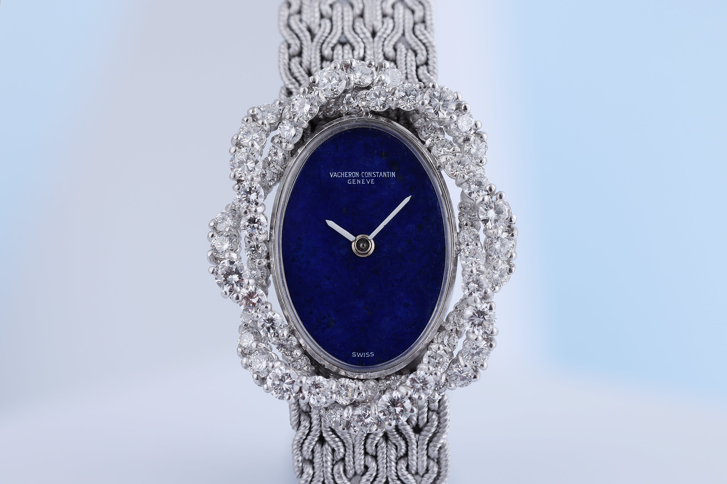 Vacheron Constantin 1980's Ladies Watch | Lapis Lazuli Dial | Floral Diamond Bezel | 18k White Gold | 23mm | Manual Wind