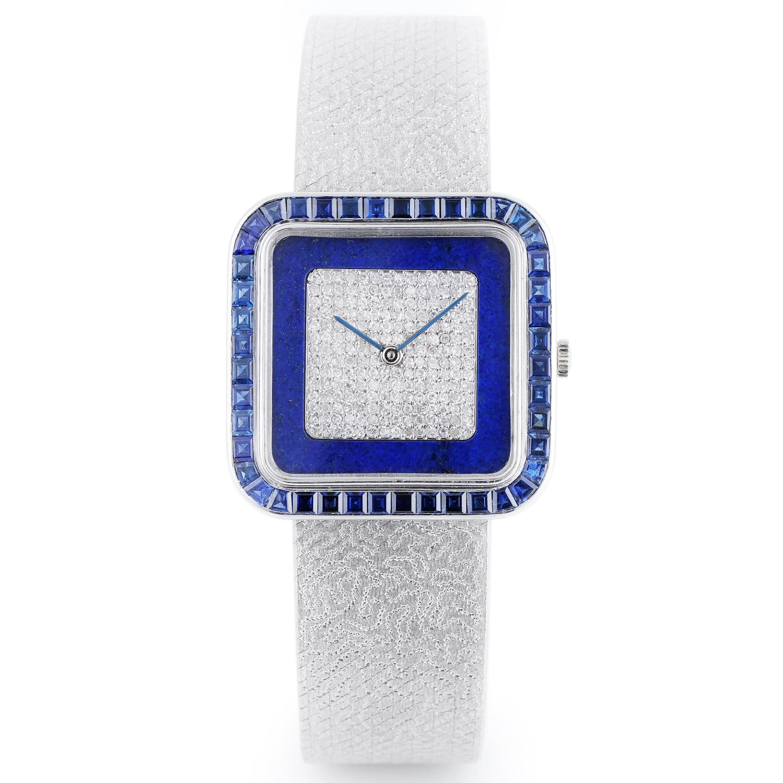 Rare Vacheron Constantin | Lapis Lazuli, Pave Diamonds & Sapphire Baguettes | 18k White Gold Wristwatch