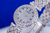 Unworn Van Cleef & Aprels Round Ladies Watch | 18k White Gold | Pave Diamond & Sapphire Dial | Pave Diamond Bracelet | Circa 2000's