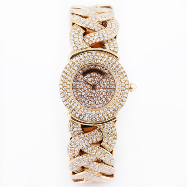 Van Cleef & Arpels 18k Yellow Gold Factory Diamond Set Ladies WristWatch