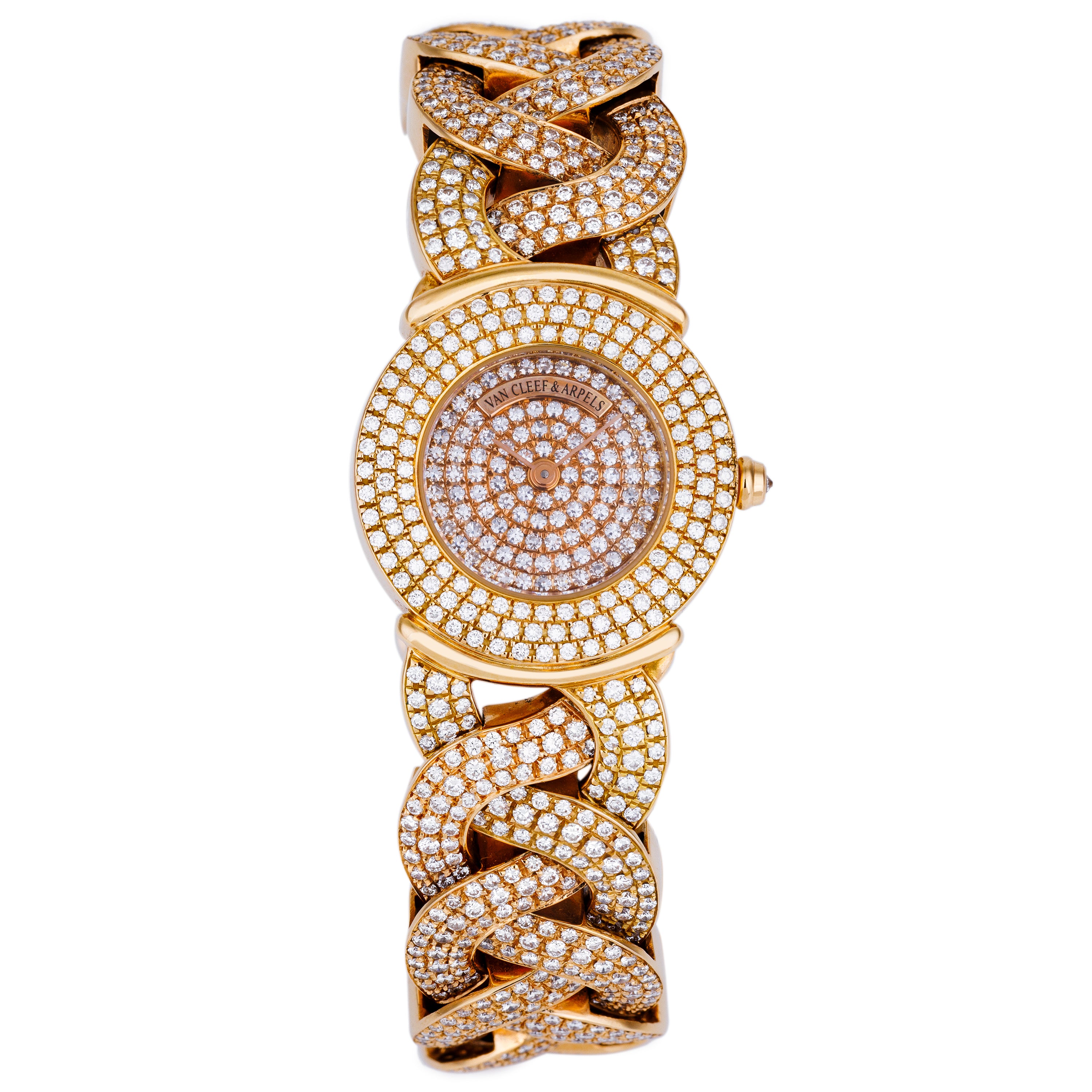 Van Cleef & Arpels Ladies Wristwatch | 18k Rose Gold | Full Pave Diamond Set | Circa 1990's