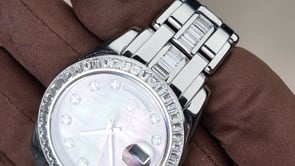 Rolex Day-Date Masterpiece 39 | REF. 18956 | Platinum | Black Mother Of Pearl Diamond Dial | Diamond Bezel & Bracelet | 2000