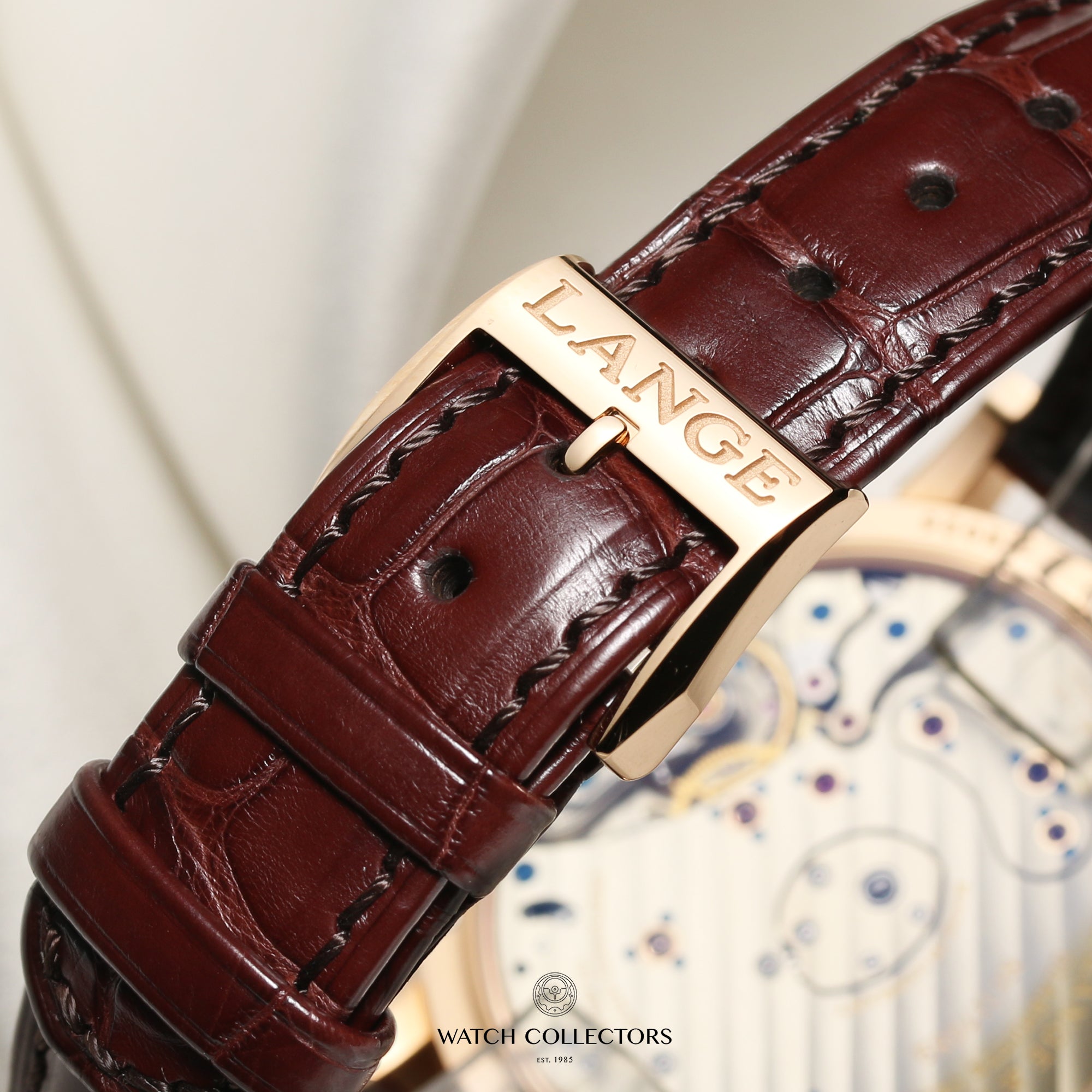 A Lange & Sohne 139.032 Grand Lange 1 Moonphase 18K Rose Gold Second Hand Watch Collectors 10