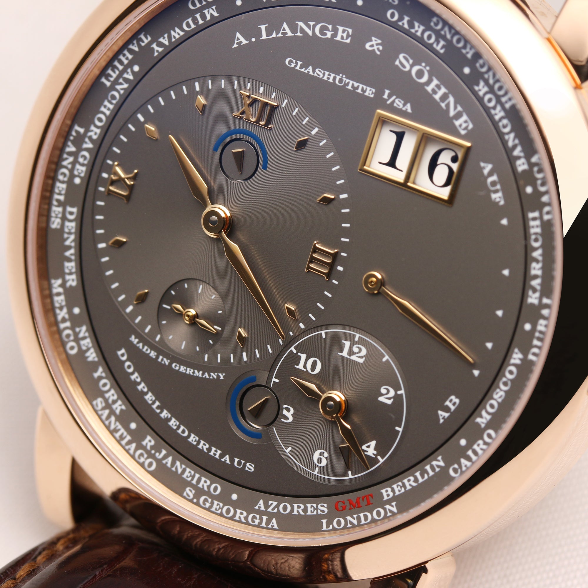 A. Lange & Söhne Lange 1 Time Zone 116.033 18K Rose Gold Second Hand Watch Collectors 5