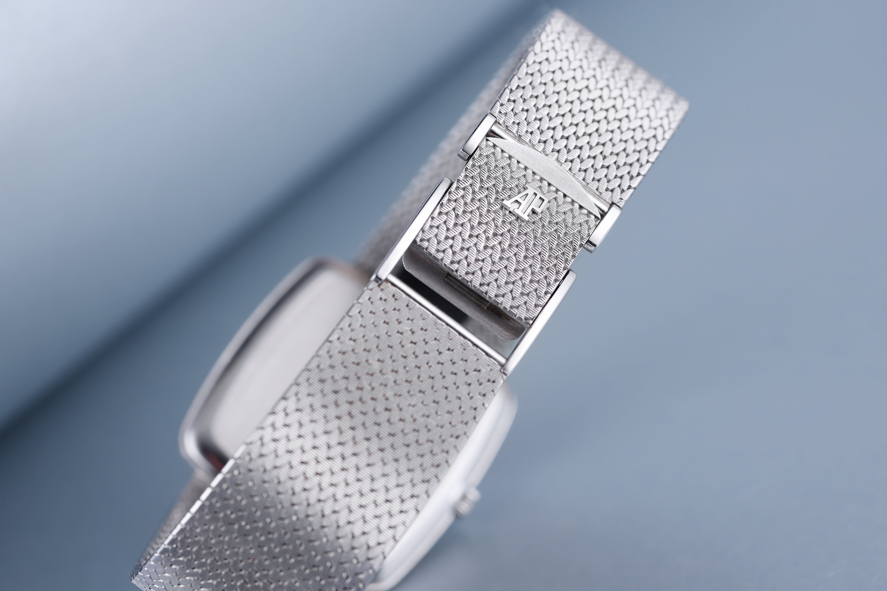 Audemars Piguet 1970s Gents Wristwatch | 18k White Gold | Blue Pattern Dial & Diamond Hours