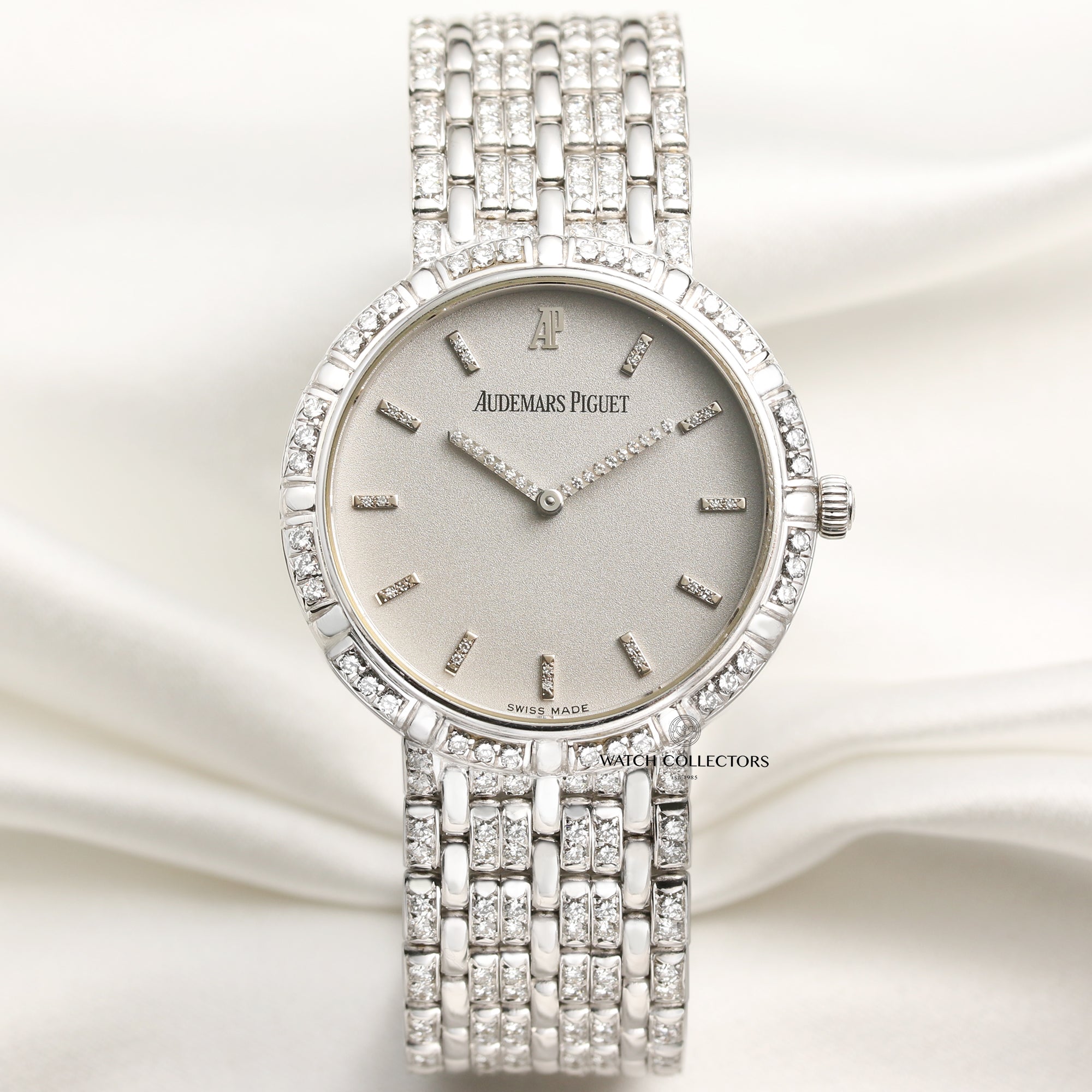 Audemars Piguet 18K White Gold Diamond Dial Bezel Bracelet Second Hand Watch Collectors 1