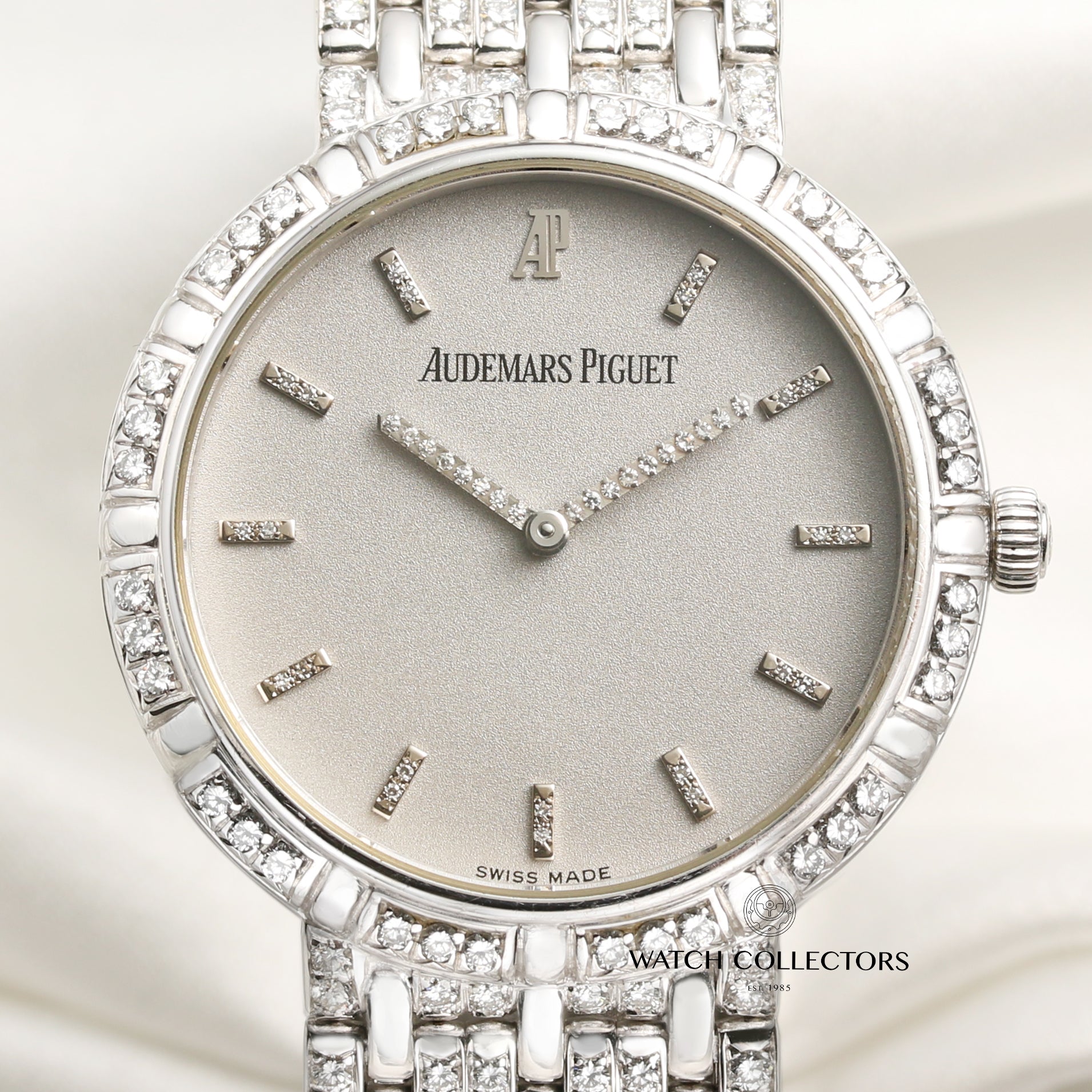 Audemars Piguet 18K White Gold Diamond Dial Bezel Bracelet Second Hand Watch Collectors 2