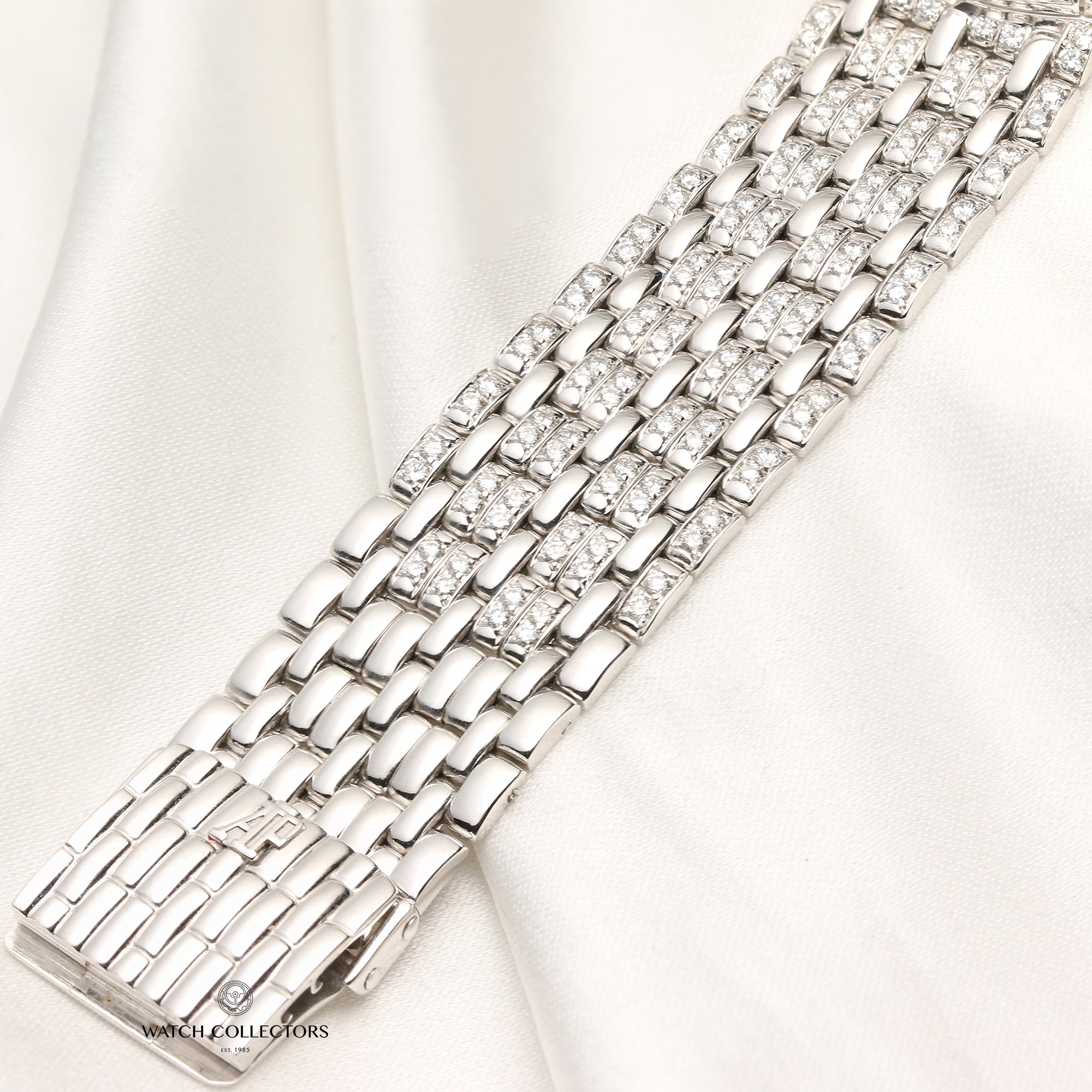 Audemars Piguet 18K White Gold Diamond Dial Bezel Bracelet Second Hand Watch Collectors 8
