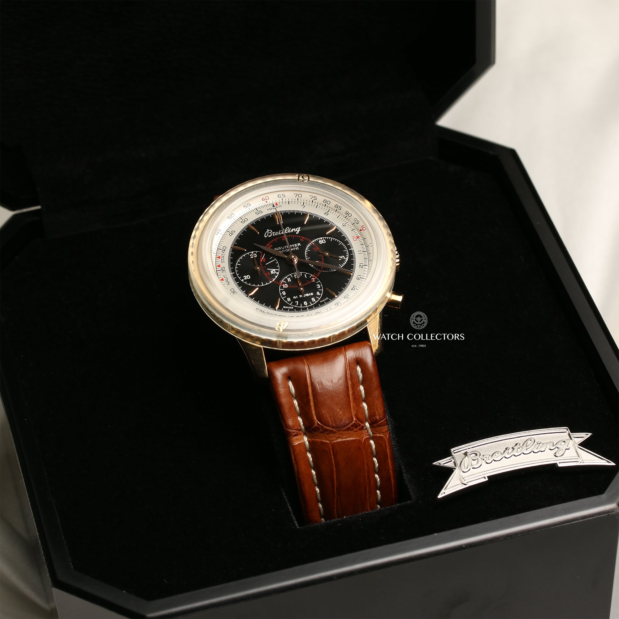 Breitling 18K Rose Gold Navitimer Second Hand Watch Collectors 9