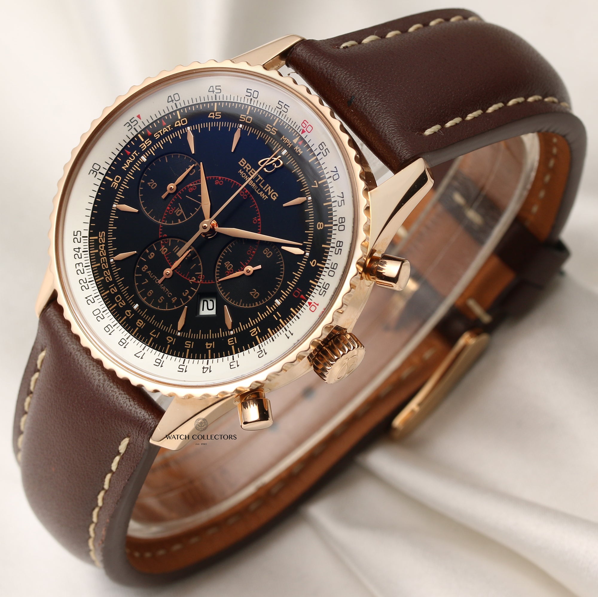 Breitling Montbrillant R41370 18K Rose Gold Second Hand Watch Collectors 3