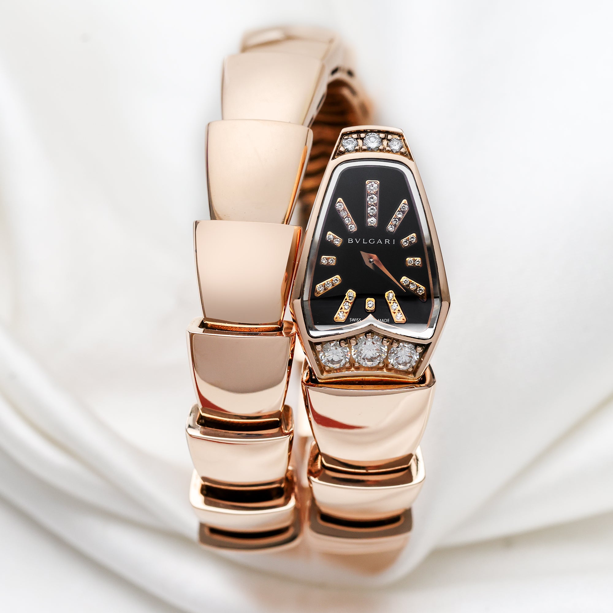 Bvlgari 18K Rose Gold Diamond Second Hand Watch Collectors 1