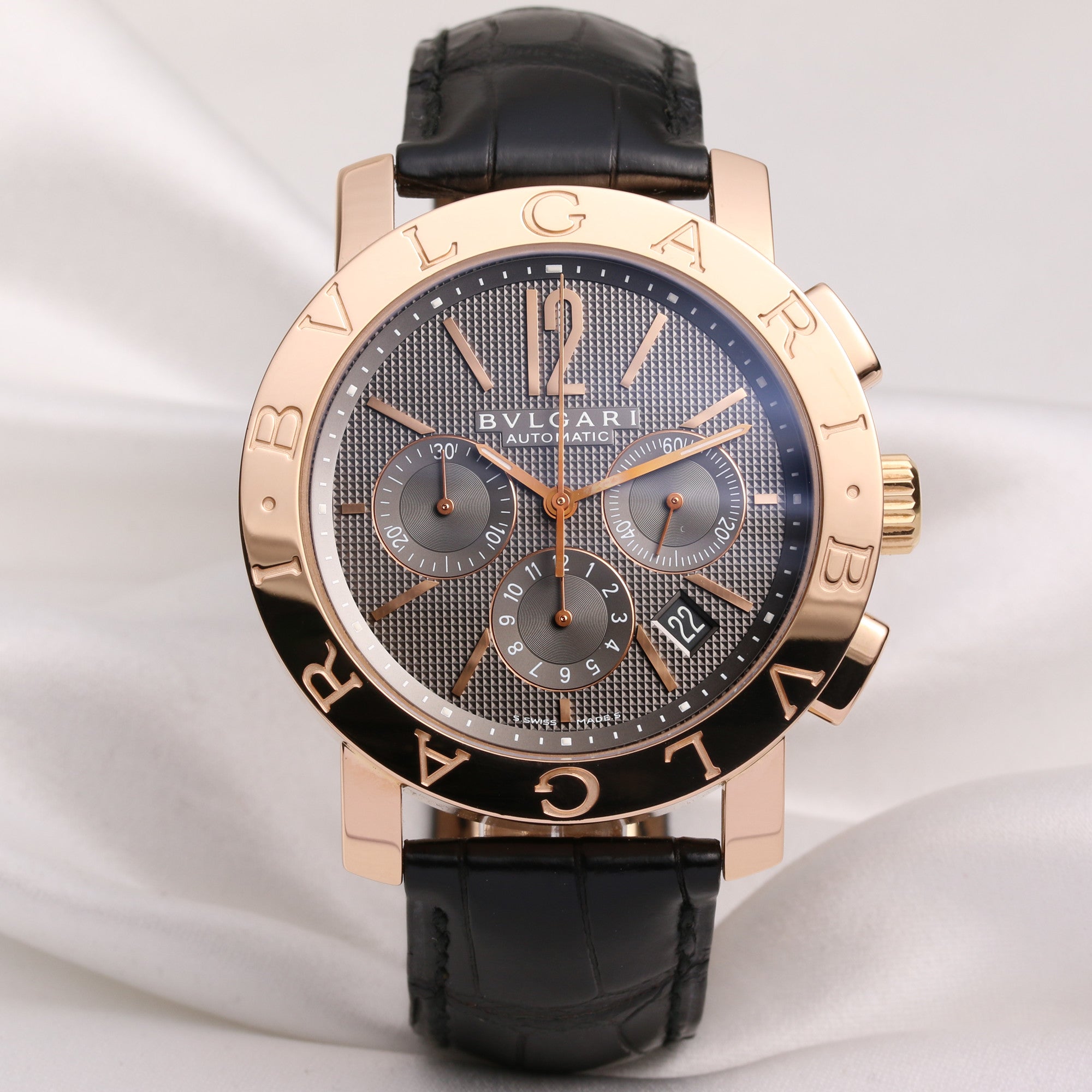Bvlgari Diagono Limited Ed. BBP42GLCH 18K Rose Gold Second Hand Watch Collectors 1