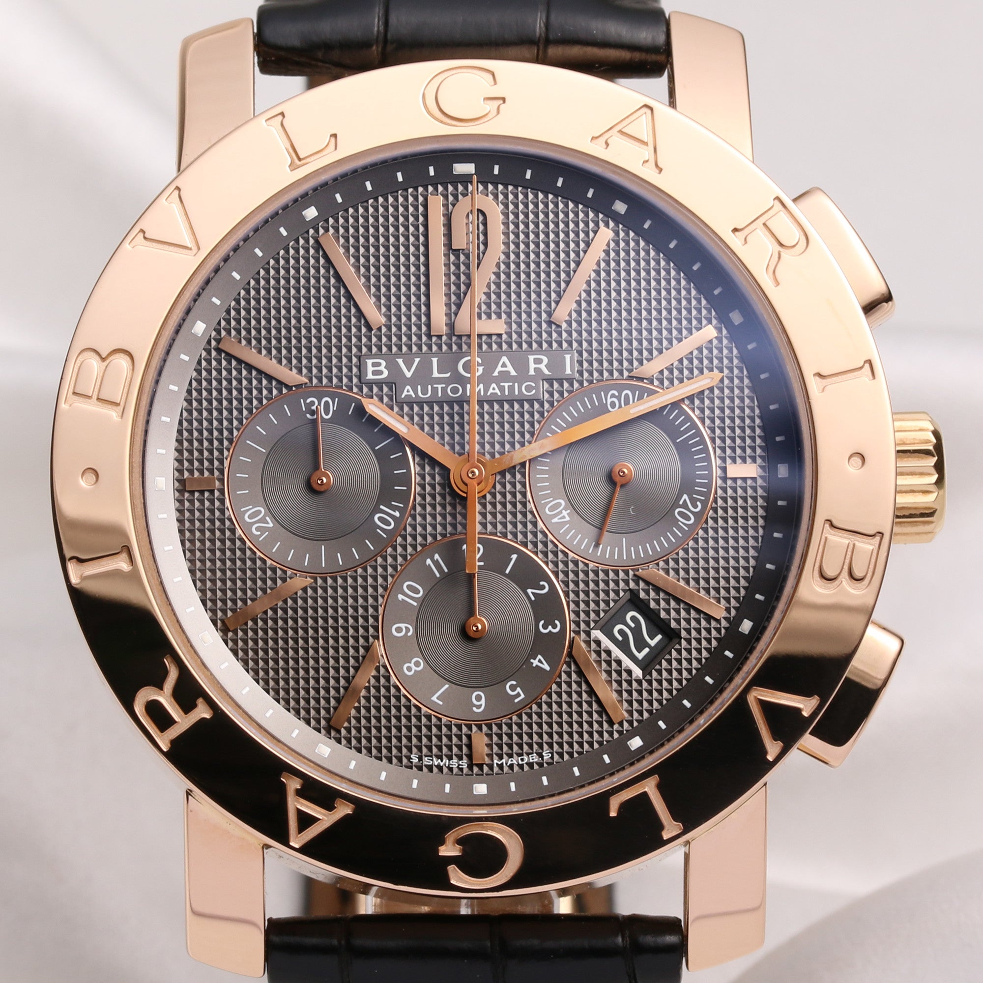 Bvlgari Diagono Limited Ed. BBP42GLCH 18K Rose Gold Second Hand Watch Collectors 2