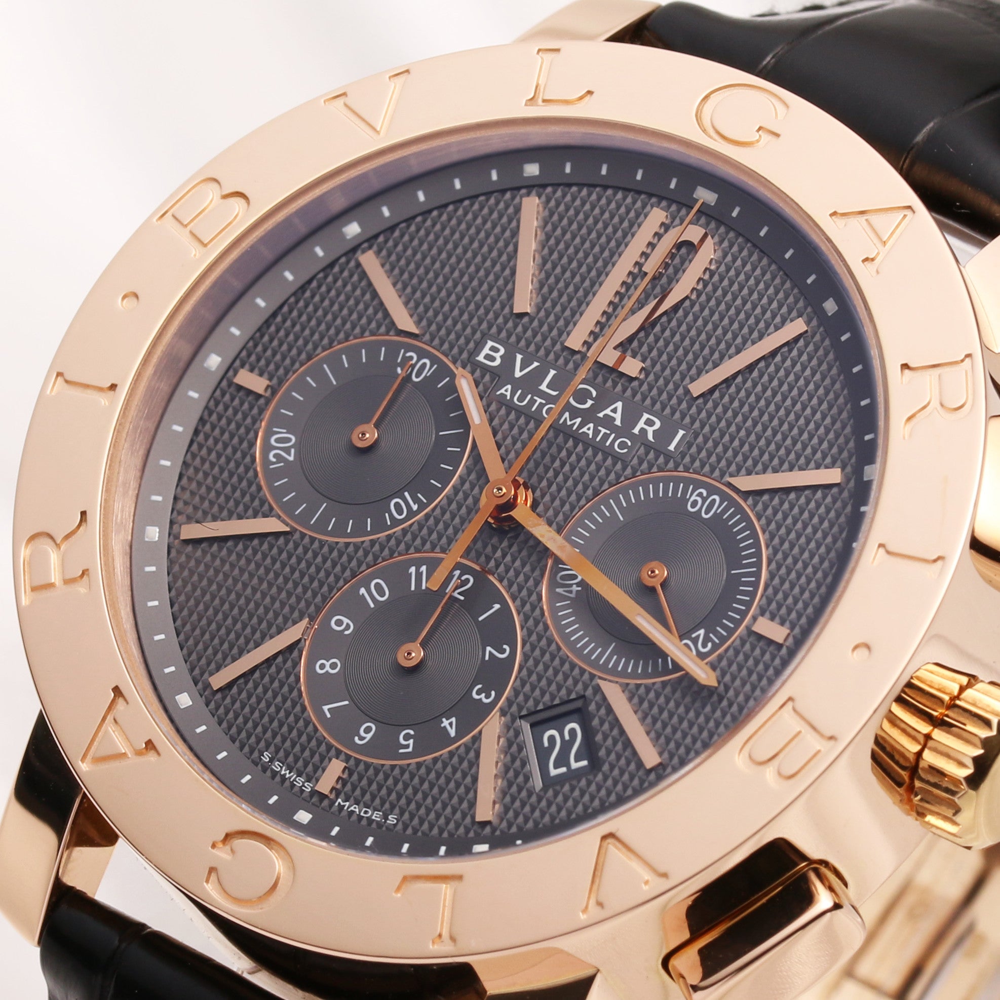 Bvlgari Diagono Limited Ed. BBP42GLCH 18K Rose Gold Second Hand Watch Collectors 4