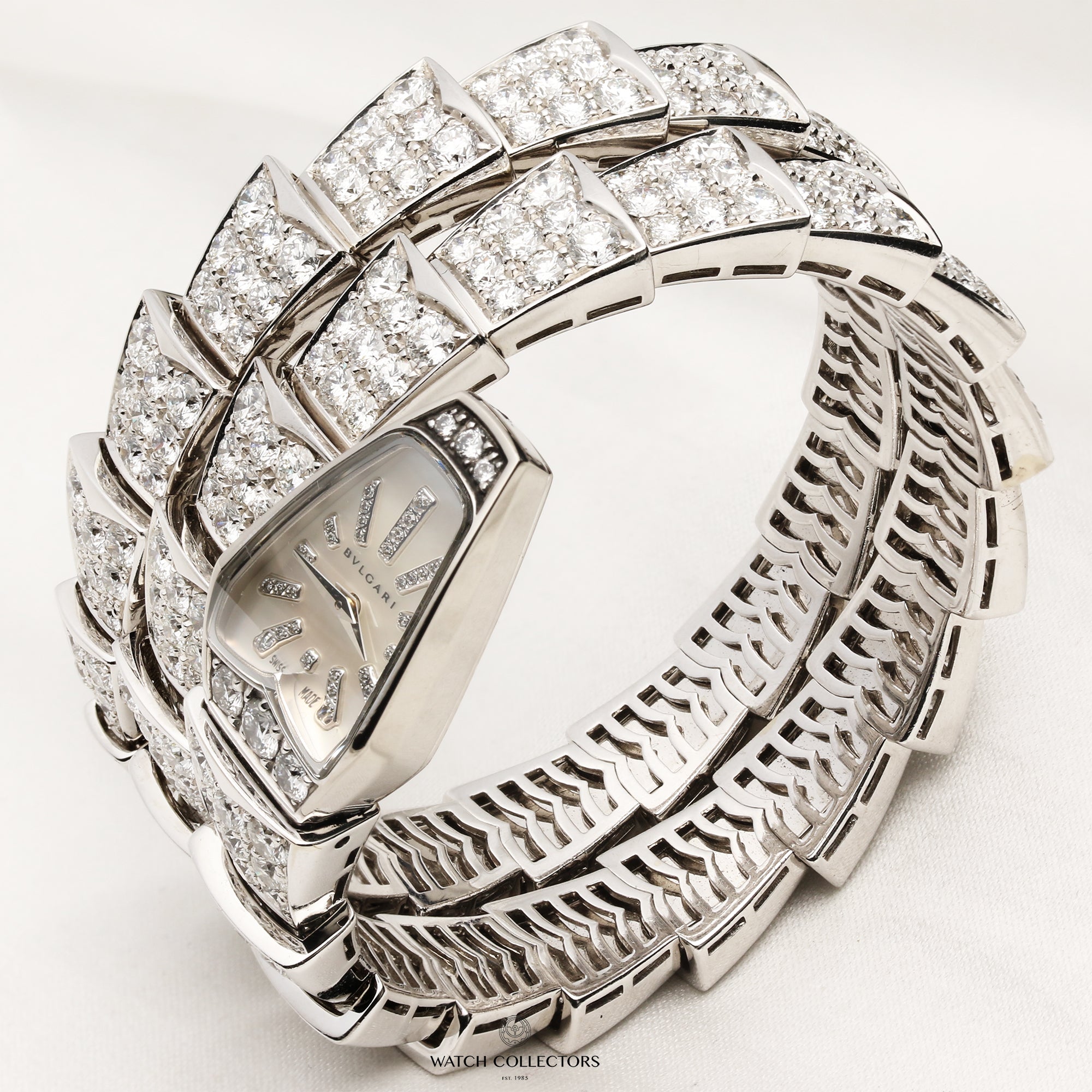 Bvlgari Serpenti 18K White Gold Diamond Second Hand Watch Collectors 2