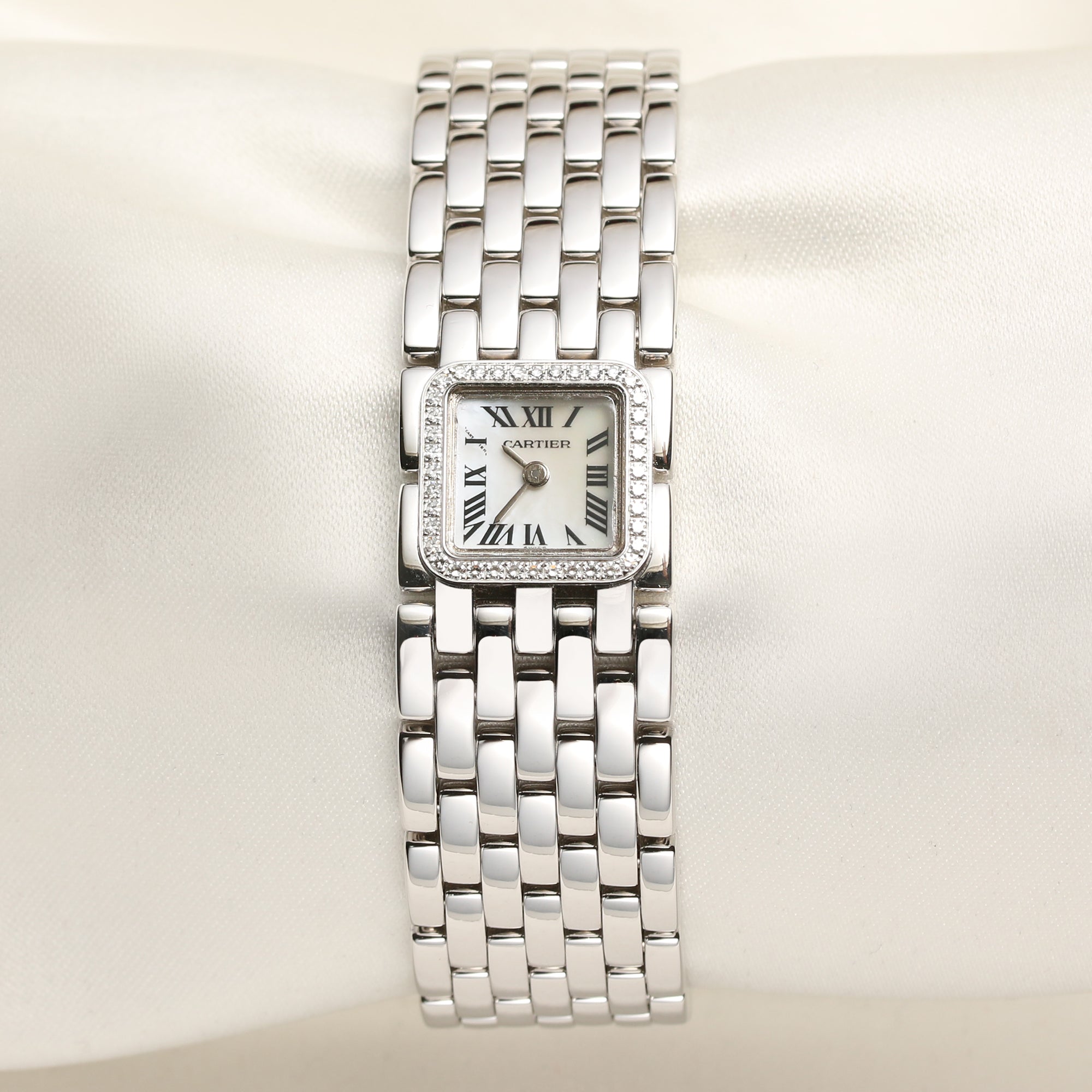Cartier 18K White Gold Diamond Bezel Second Hand WatcH Collectors 1`