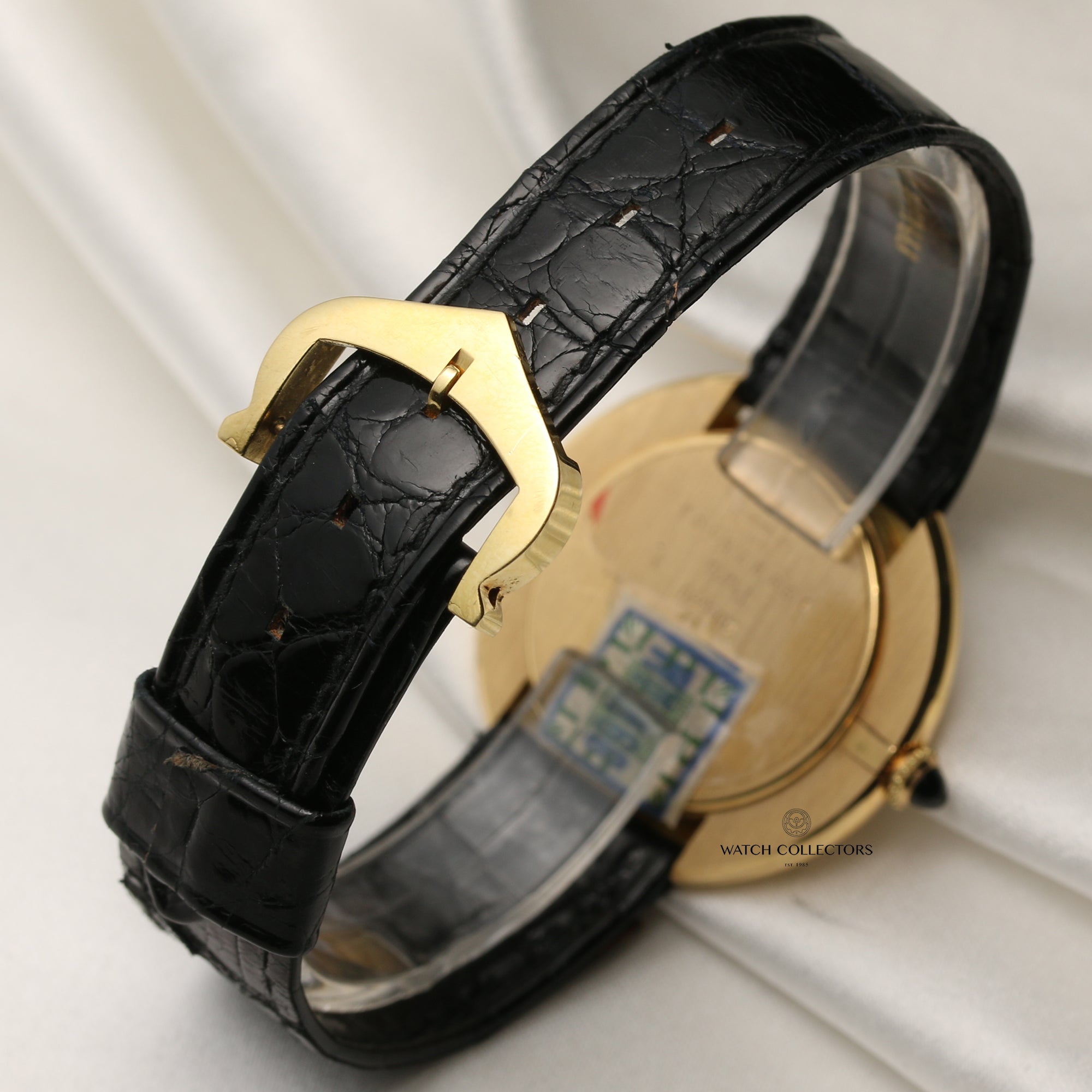 Cartier 18K Yellow Gold Burgundy Stone Dial Second Hand Watch Collectors 6