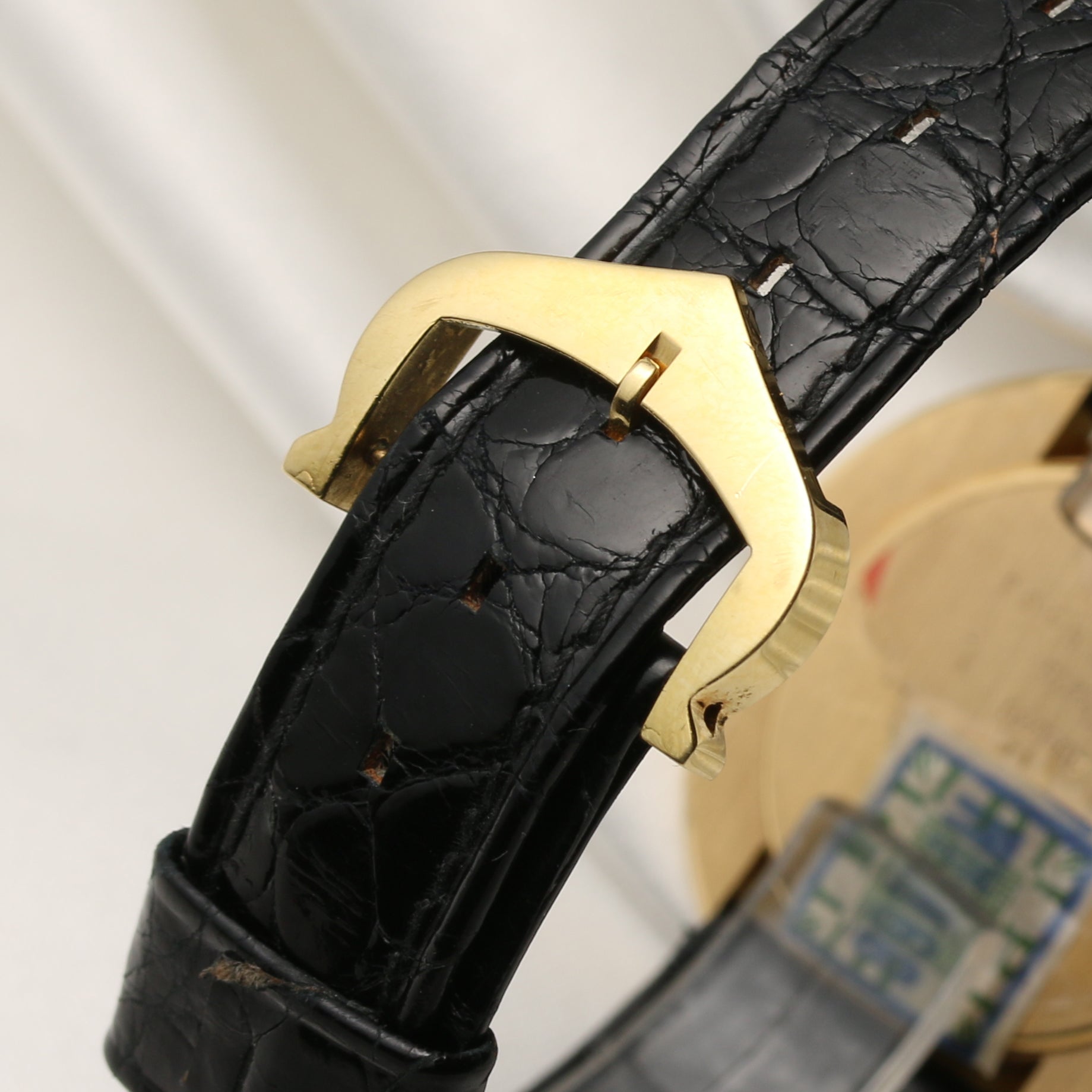 Cartier 18K Yellow Gold Burgundy Stone Dial Second Hand Watch Collectors 7