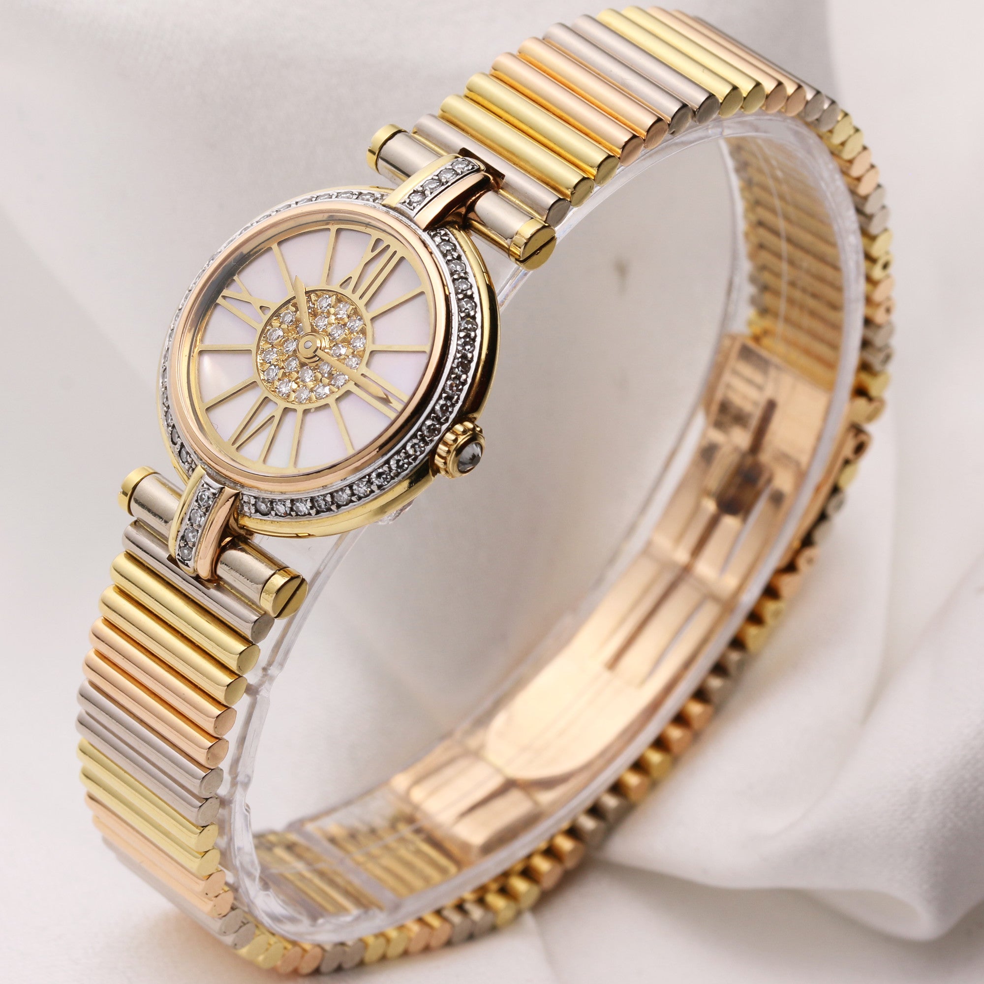 Cartier 18K Yellow Gold MOP Diamond Dial & Bezel Second Hand Watch Collectors (3)