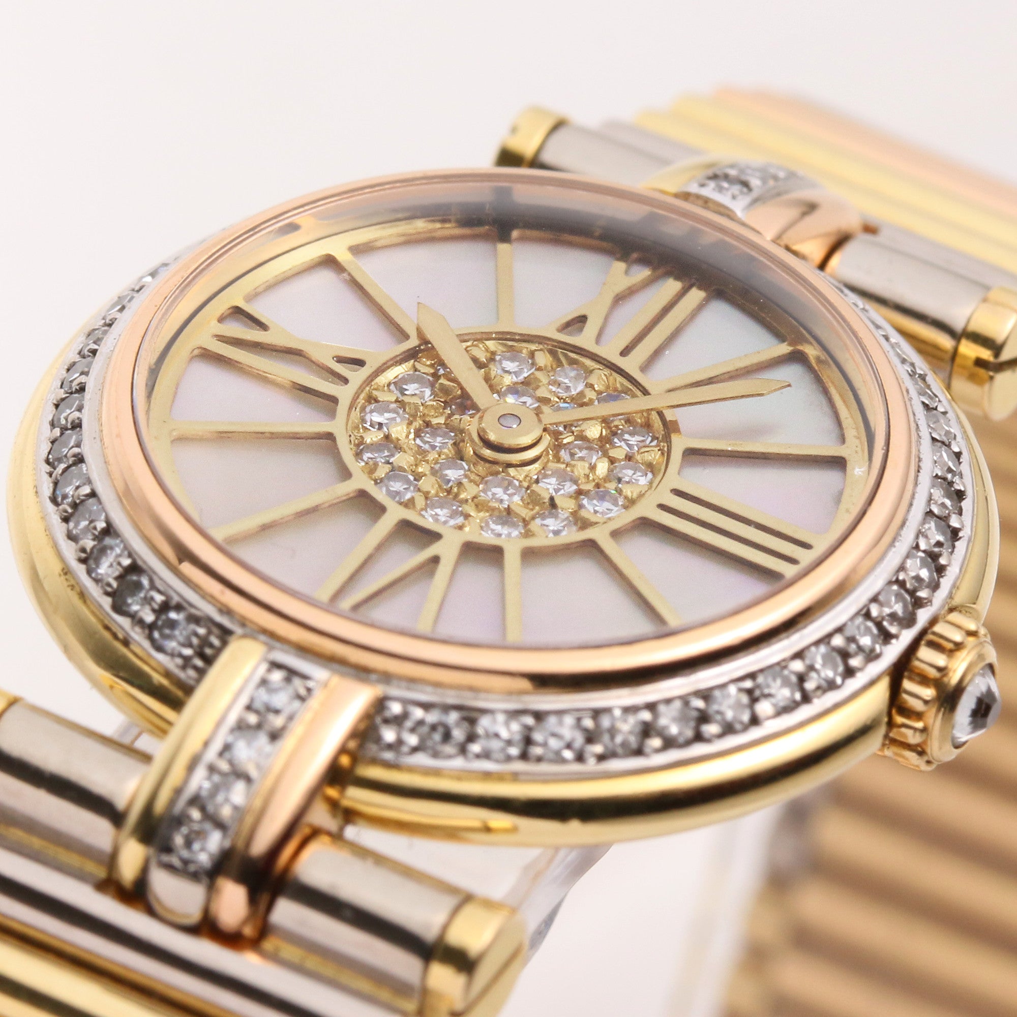 Cartier 18K Yellow Gold MOP Diamond Dial & Bezel Second Hand Watch Collectors (5)