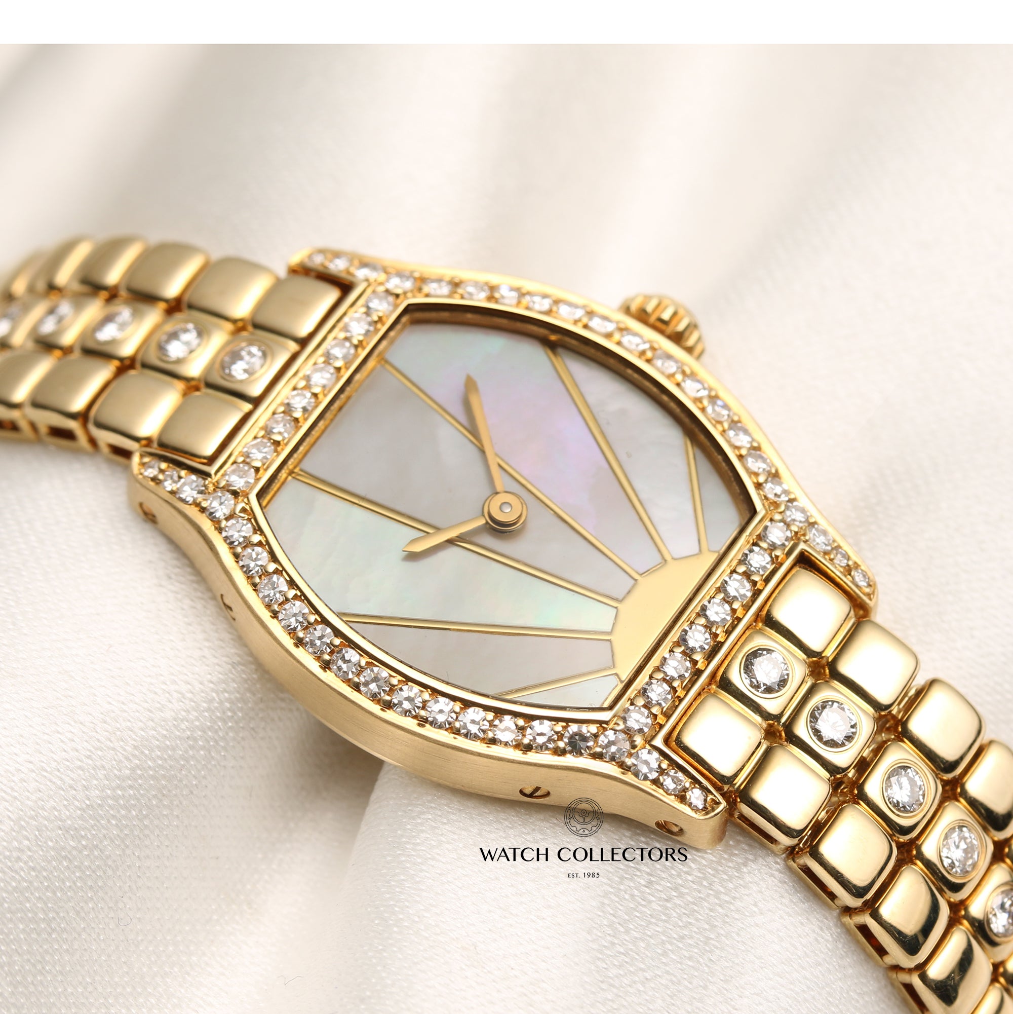 Cartier 18K Yellow Gold MOP Diamond Second Hand Watch Collectors 4