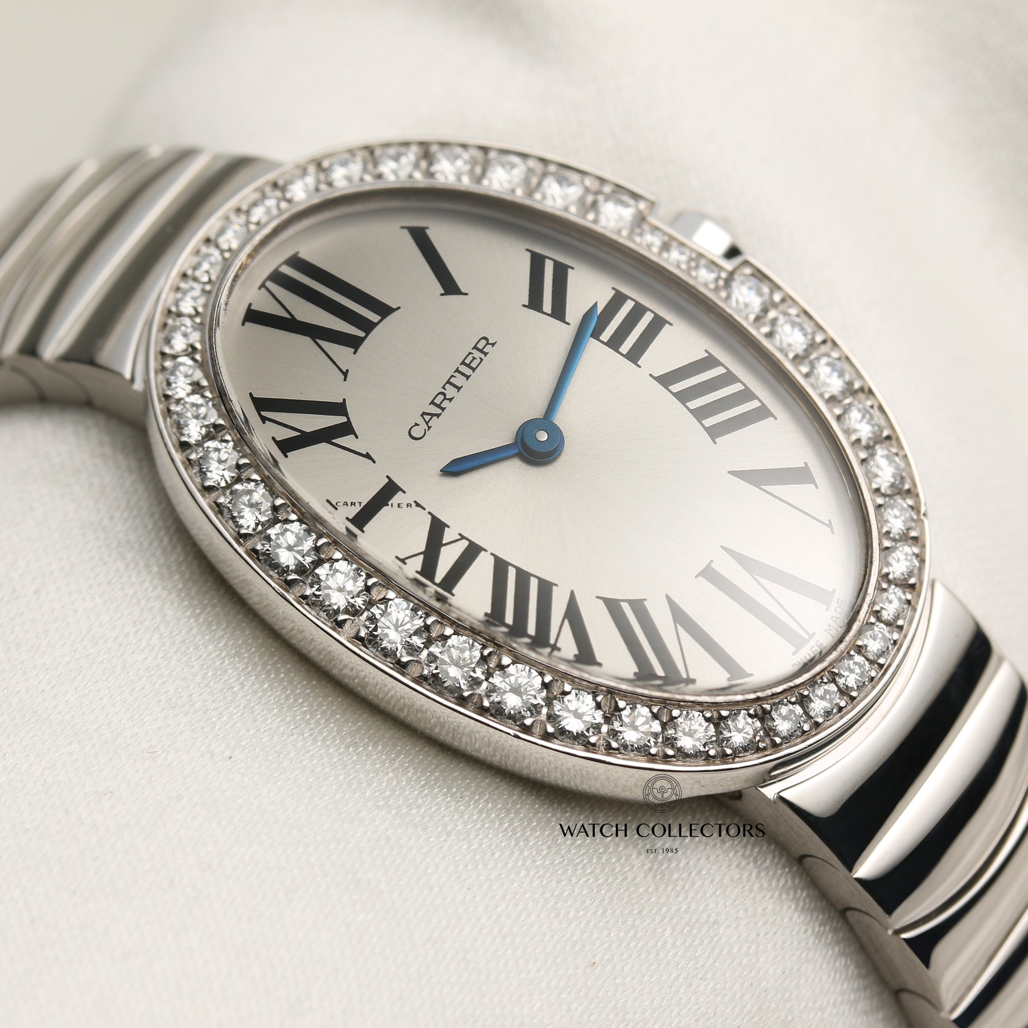 Cartier Baignoire 3065 18K White Gold Diamond Bezel Second Hand Watch Collectors 4