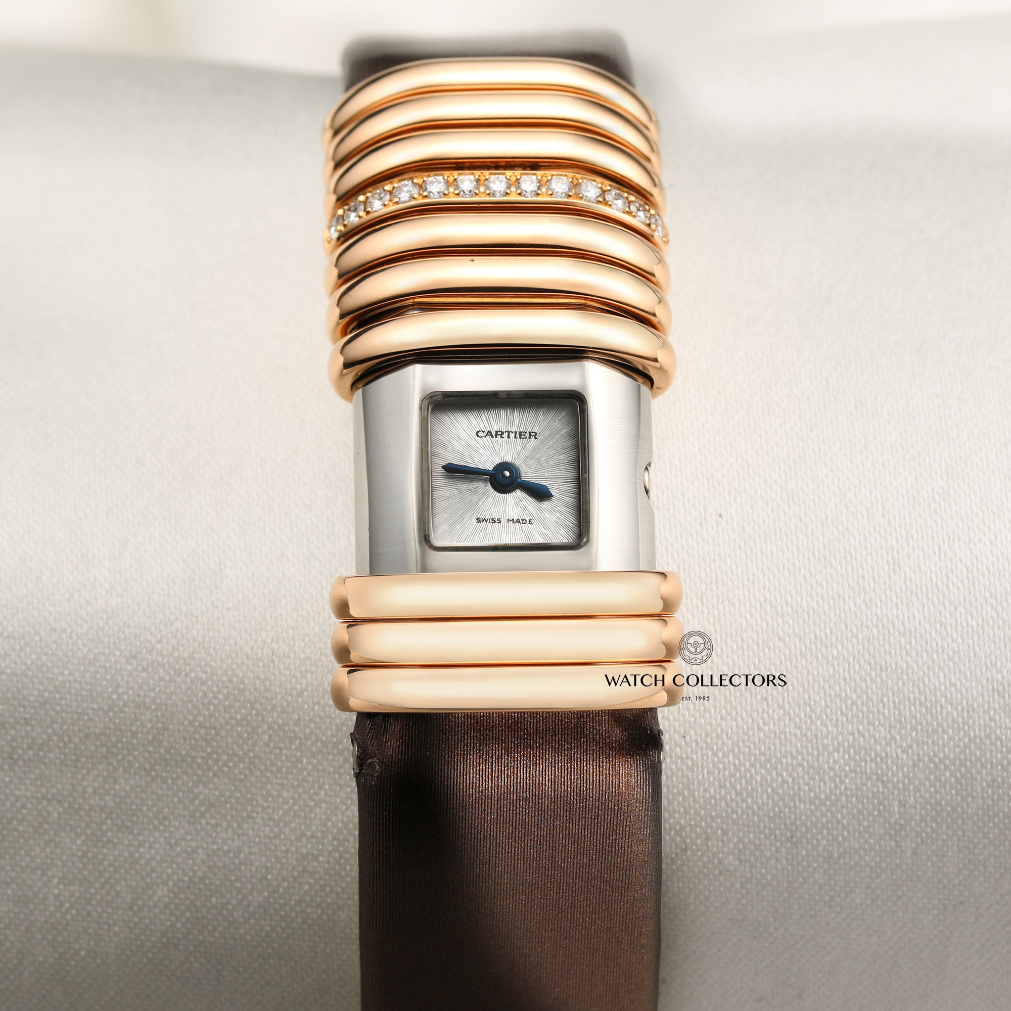 Cartier Declaration 18K Rose Gold Stainless Steel Diamonds Second Hand Watch Collectors 1