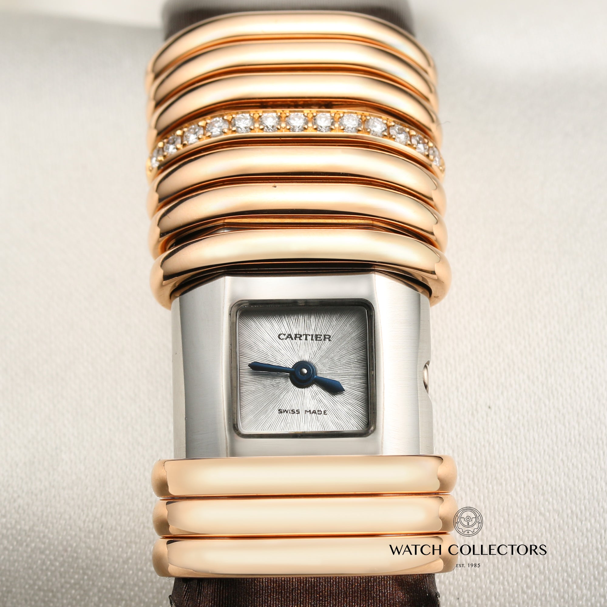 Cartier Declaration 18K Rose Gold Stainless Steel Diamonds Second Hand Watch Collectors 2