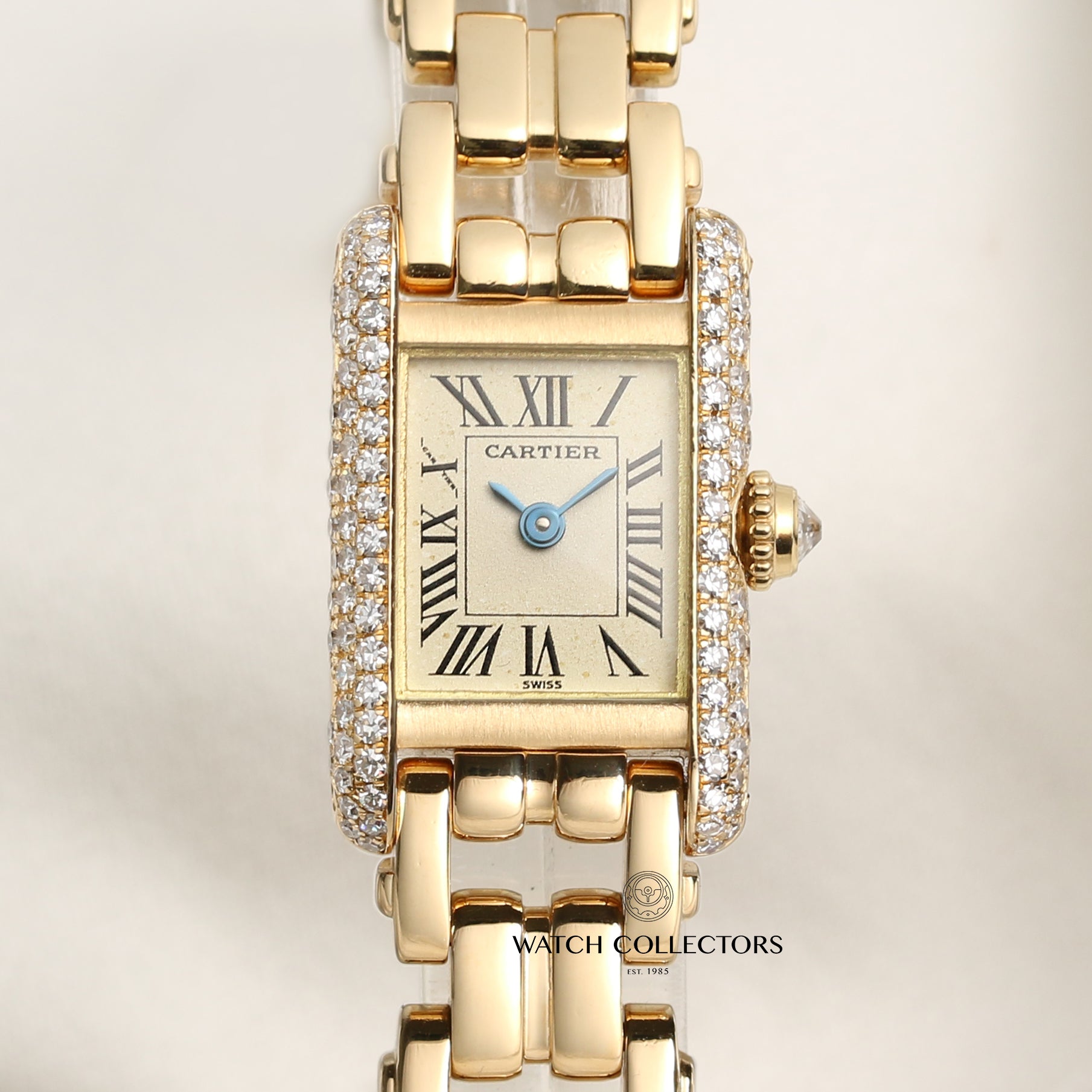 Cartier Lady Tank 1412 Diamond Bezel 18K Yellow Gold Second Hand Watch Collectors 2
