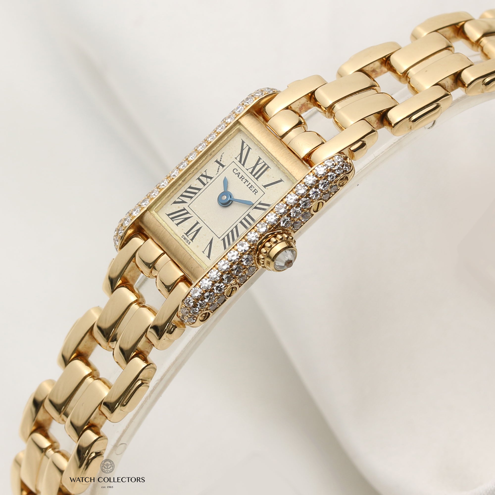 Cartier Lady Tank 1412 Diamond Bezel 18K Yellow Gold Second Hand Watch Collectors 3