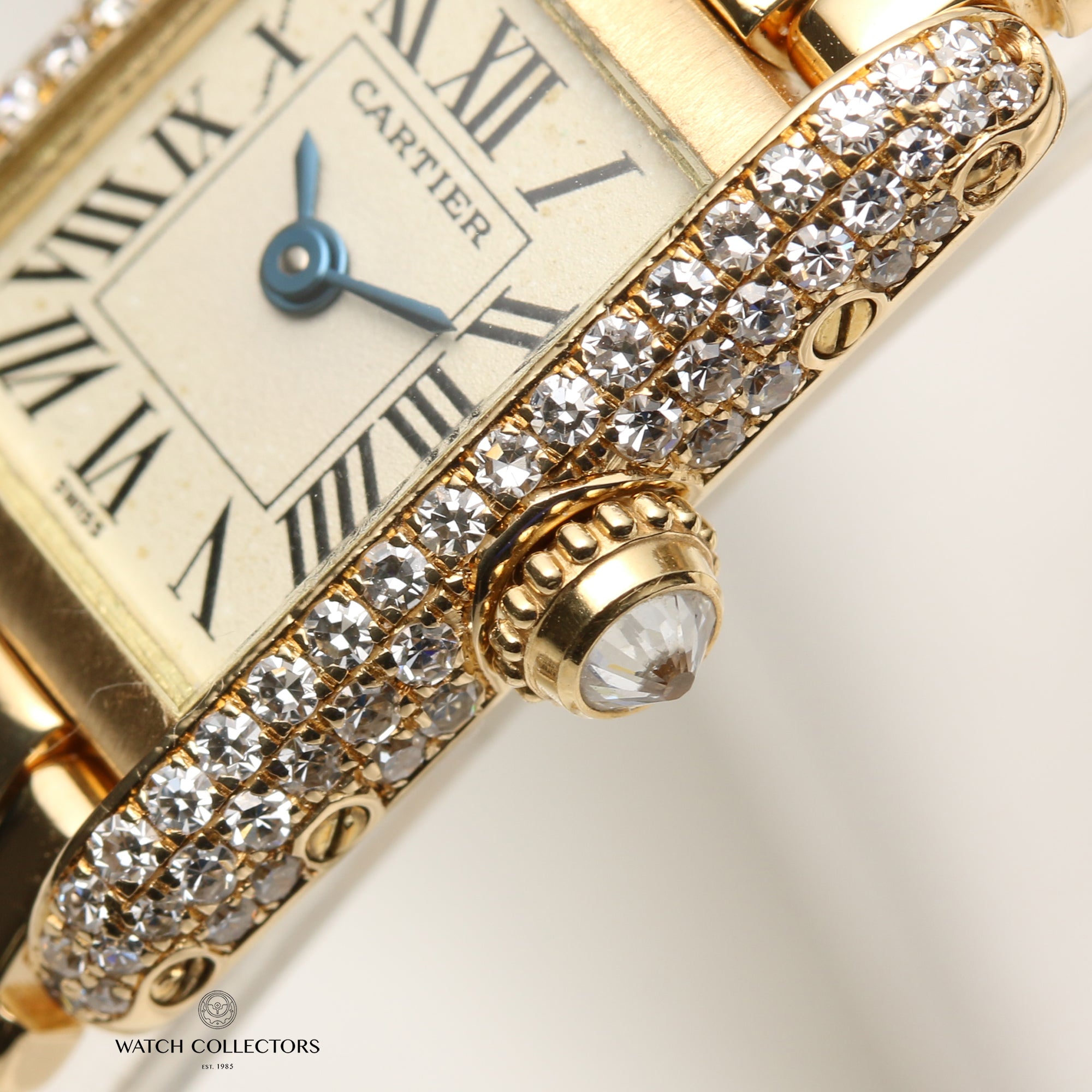 Cartier Lady Tank 1412 Diamond Bezel 18K Yellow Gold Second Hand Watch Collectors 4