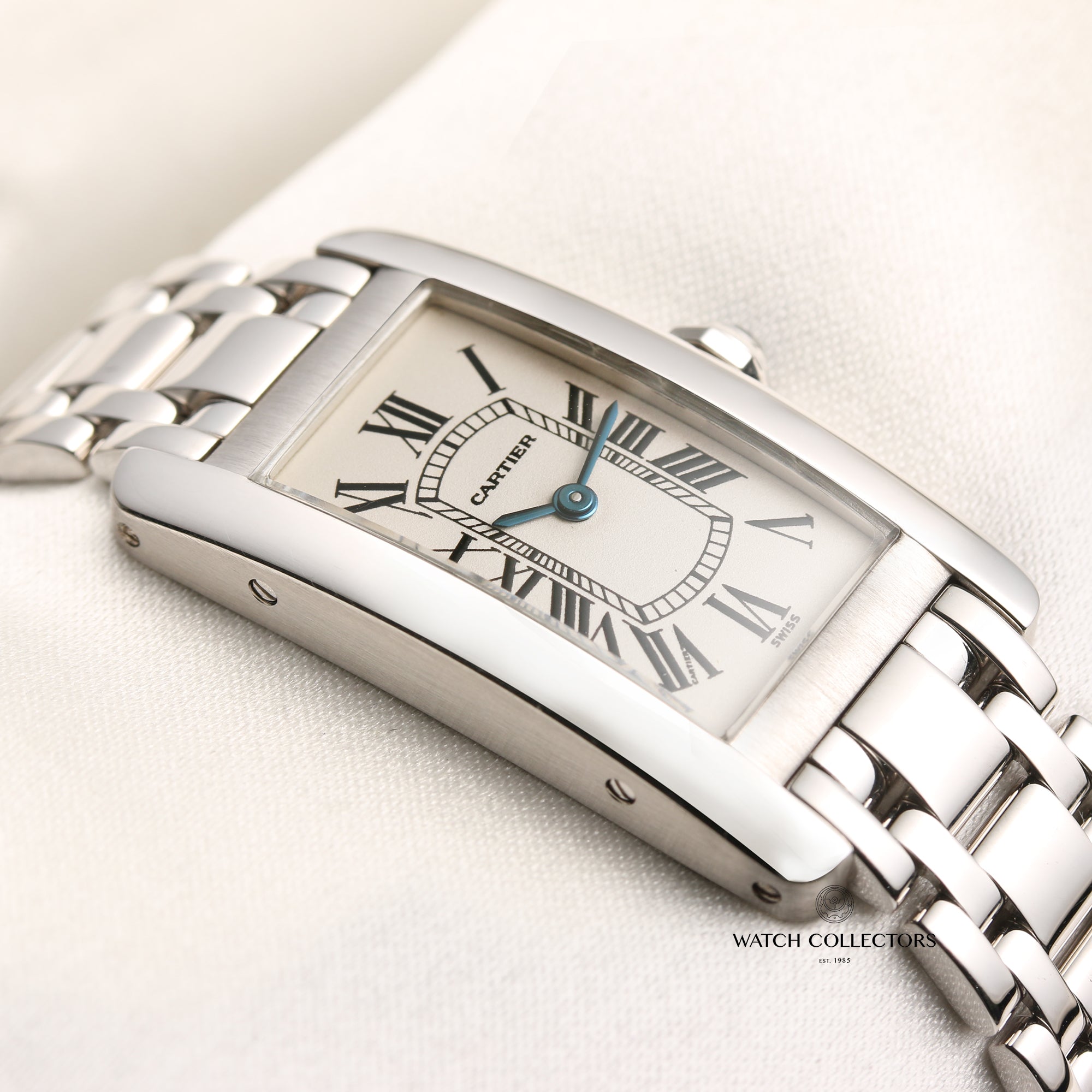 Cartier Lady Tank Americaine 18K White Gold Second Hand Watch Collectors 4