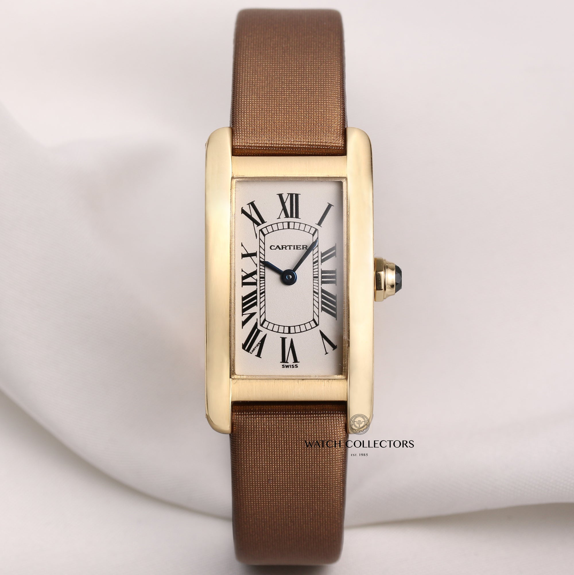 Cartier Lady Tank Americaine 18K Yellow Gold Satin Strap