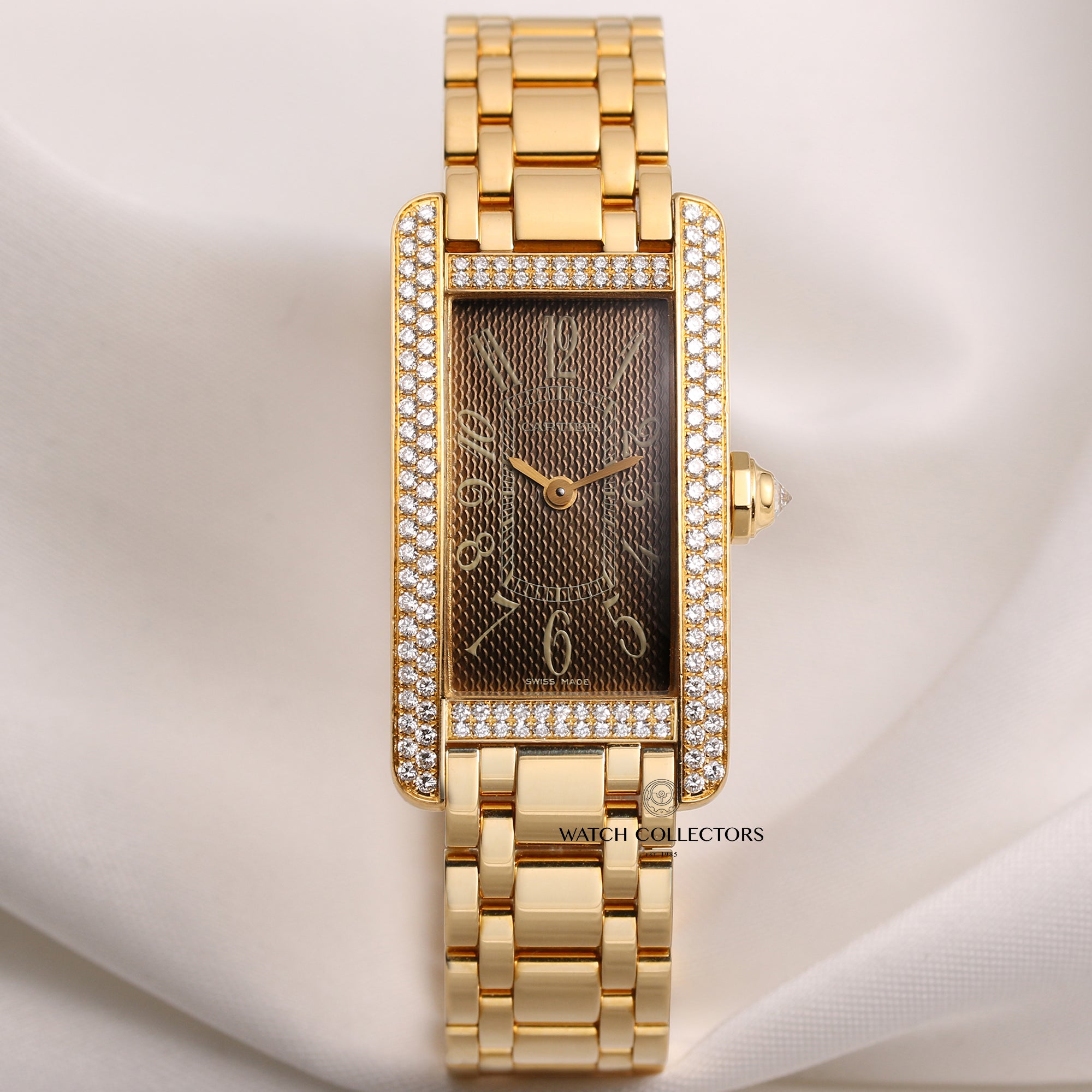 Cartier-Lady-Tank-Americaine-Diamond-Bezel-18K-Yellow-Gold-Second-Hand-Watch-Collectors-1