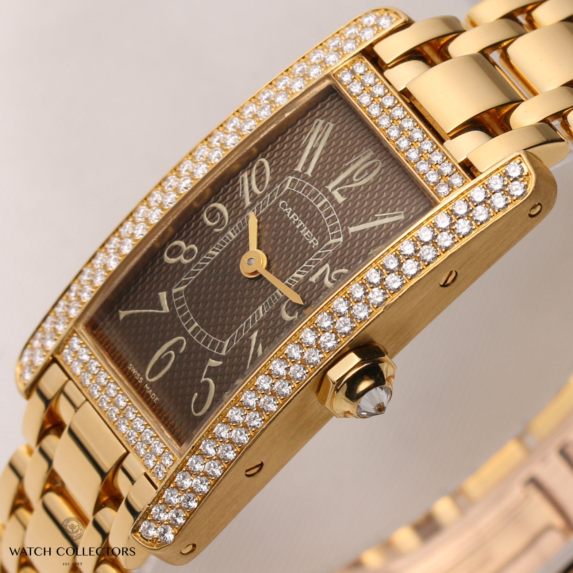 Cartier-Lady-Tank-Americaine-Diamond-Bezel-18K-Yellow-Gold-Second-Hand-Watch-Collectors-4