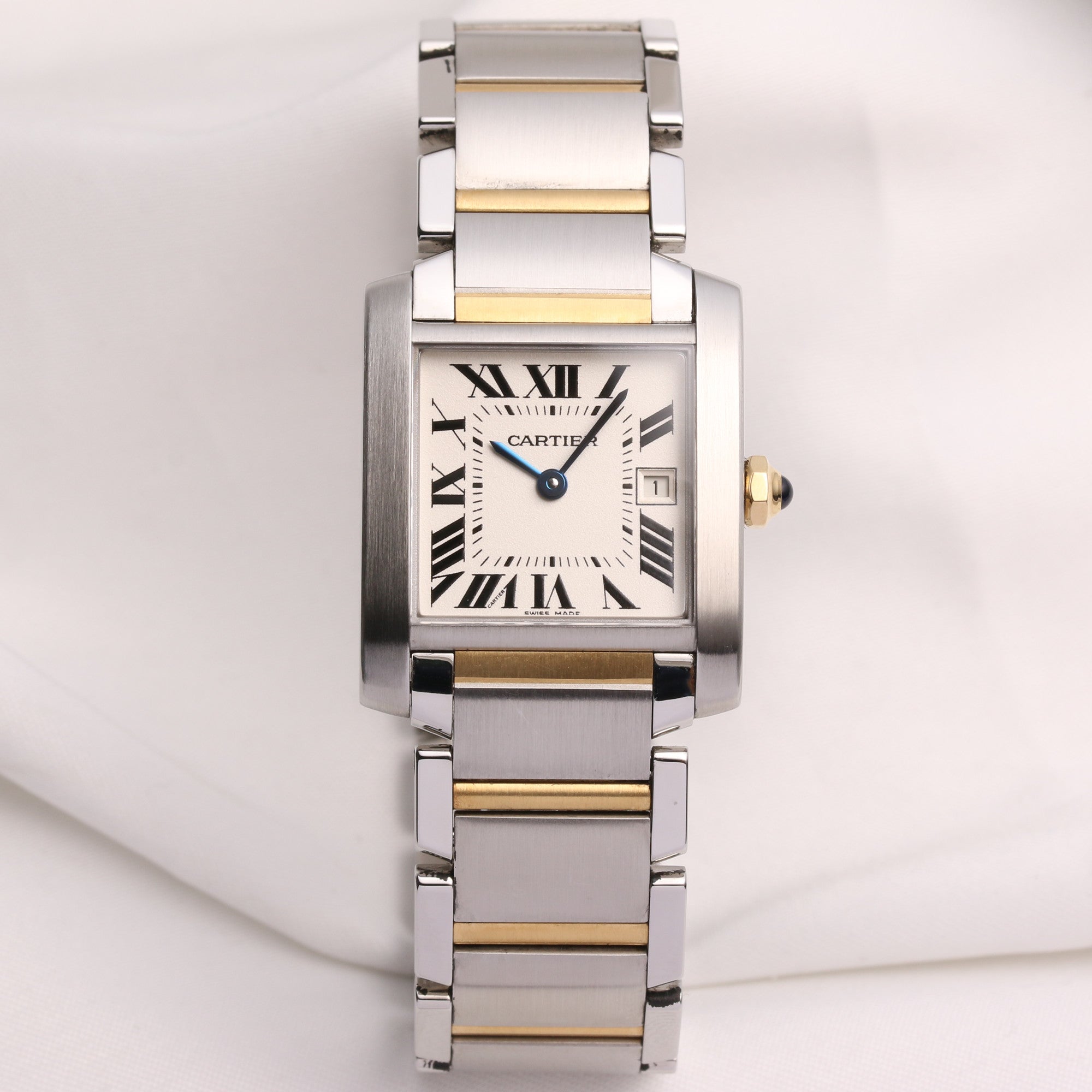 Cartier Midsize Tank Francaise 2465 Steel & Gold 551 Second Hand Watch Collectors 1