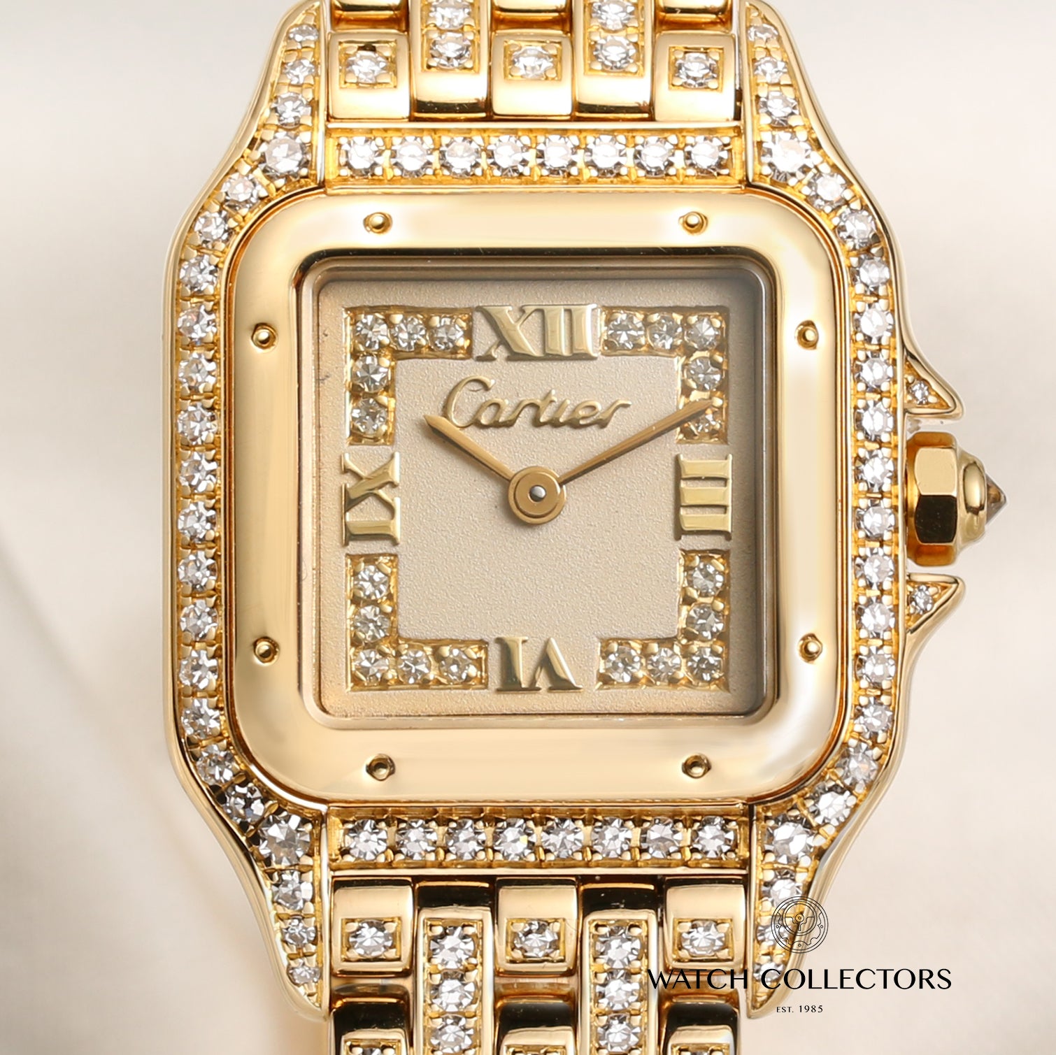 Cartier Panthere 18K Yellow Gold Diamond Bracelet Bezel Dial Second Hand Watch Collectors 2