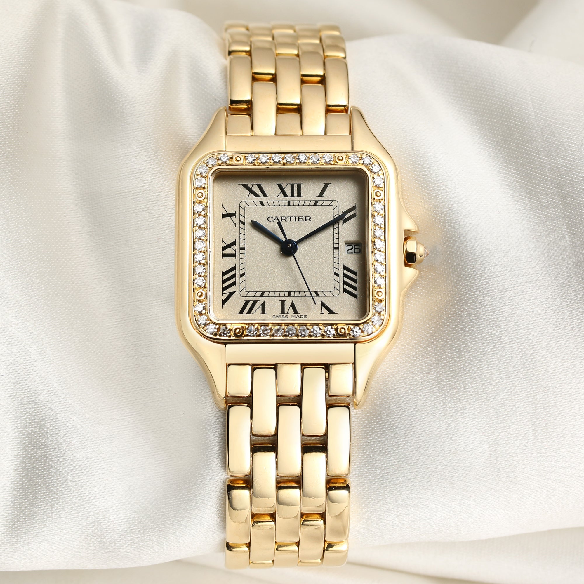Cartier Panthere 18K Yellow Gold Diamond Second Hand Watch Collectors 1