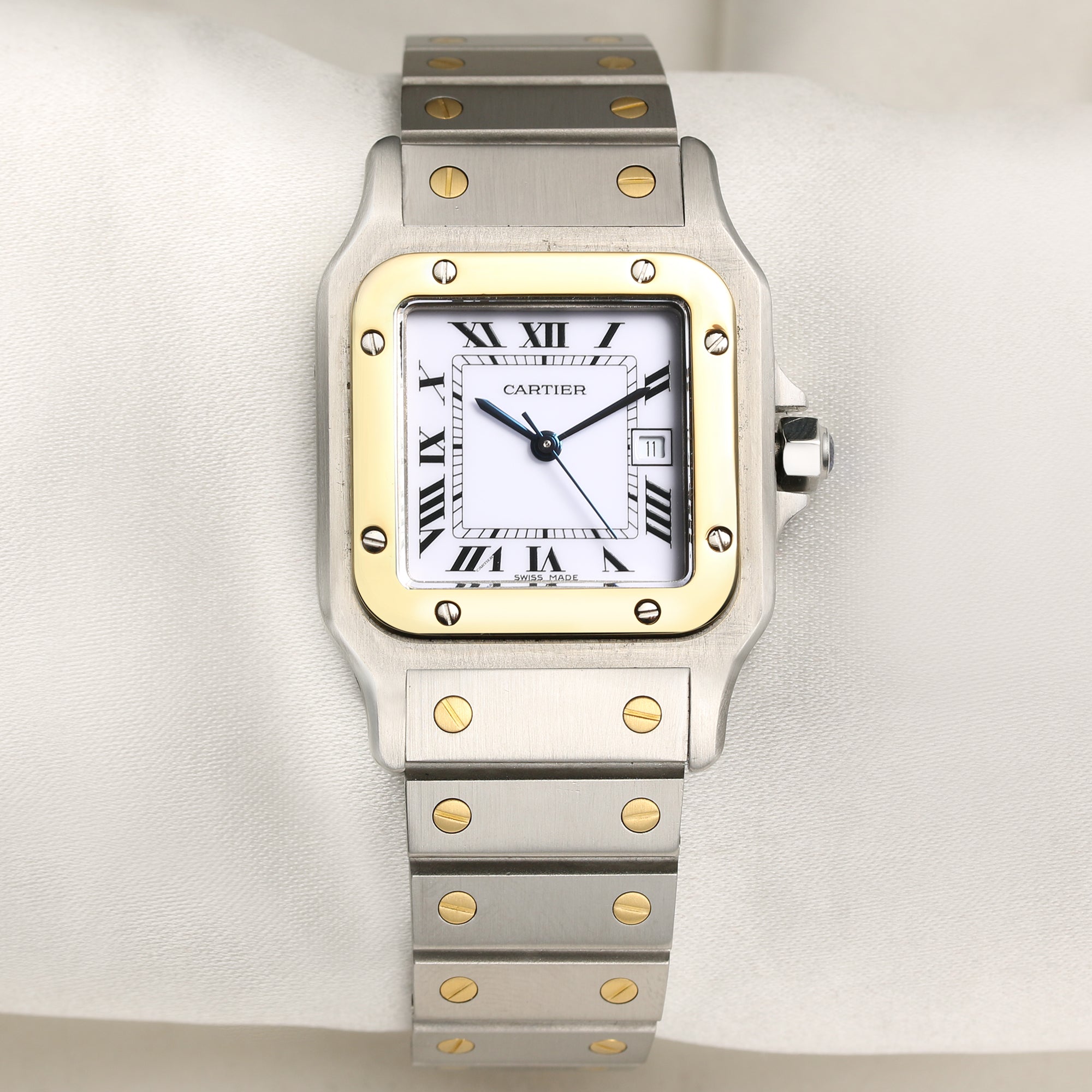 Cartier Santos Galbee Date Stainless Steel 18k Yellow Gold 29mm Cartier  Service 2021 - Technical View