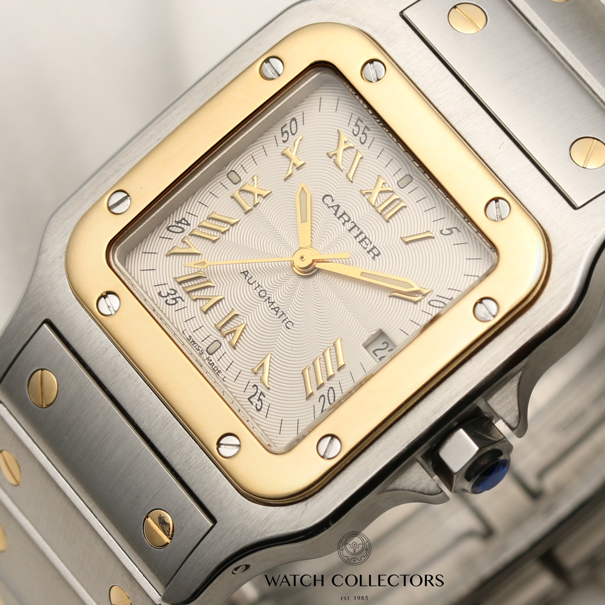 Cartier Santos Steel & Gold Champagne Dial Second Hand Watch Collectors 4